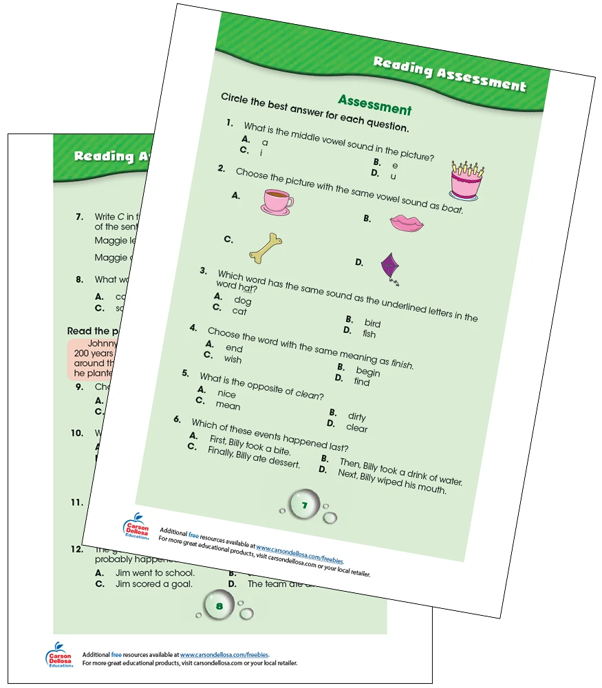 Fr00387 Reading Assessment Grades K 1 Free Printable Fr00387