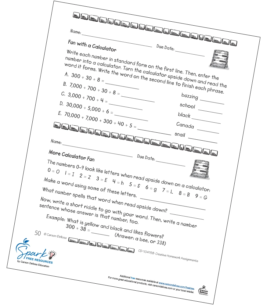 calculator worksheets free printable