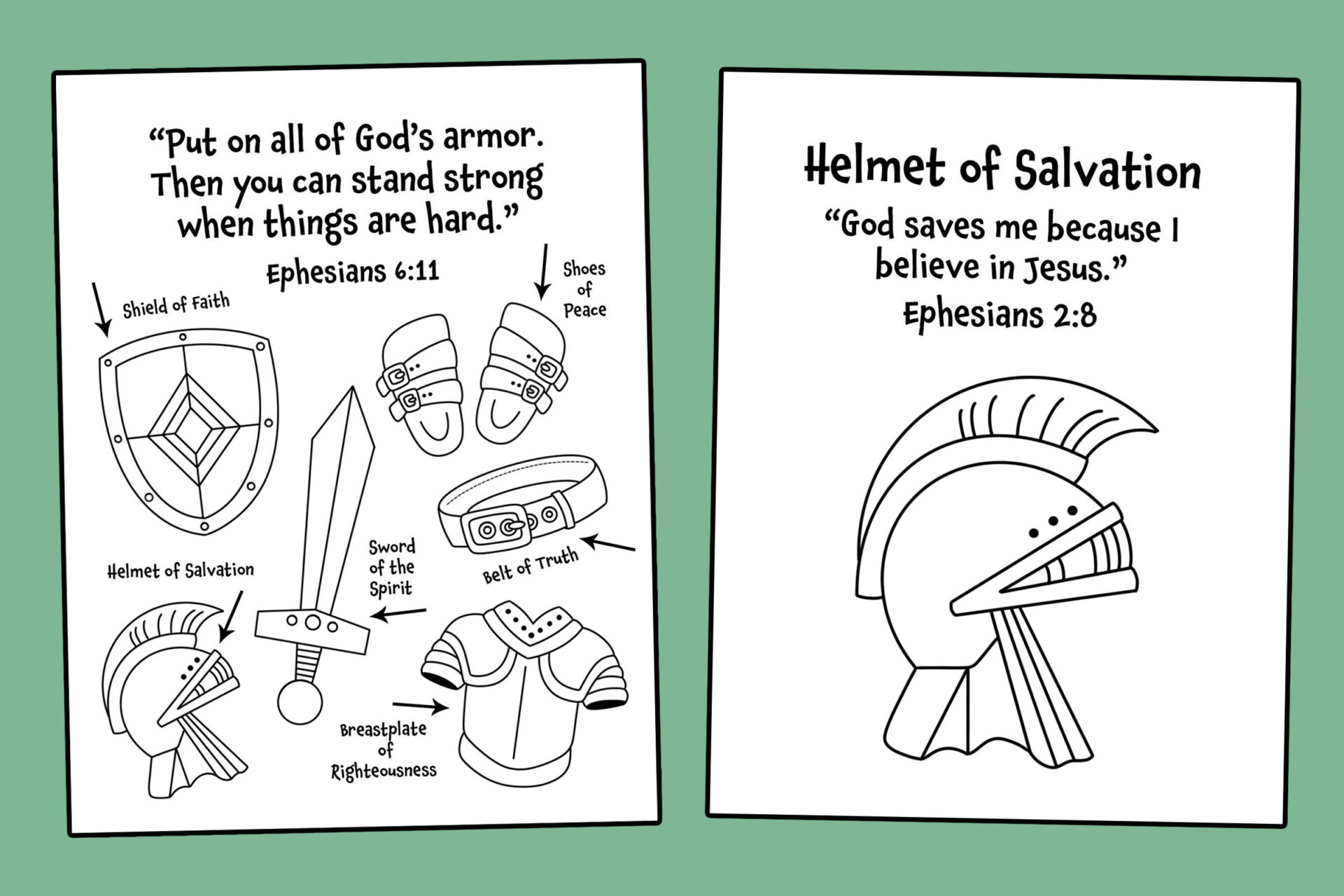 armour of god free printables