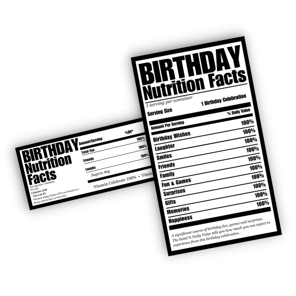 Free Birthday Nutrition Facts Png