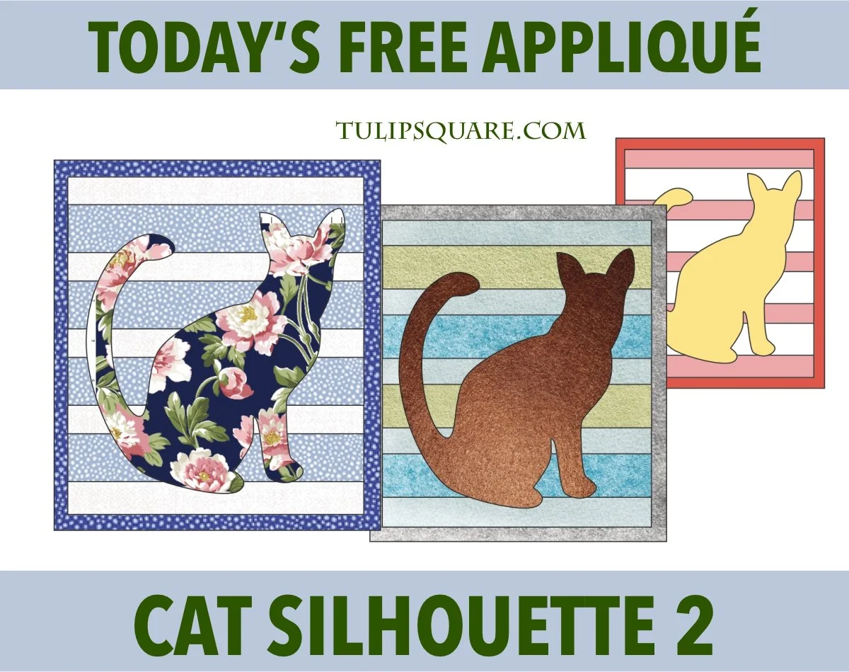 Free Cat Applique Pattern Box Silhouette