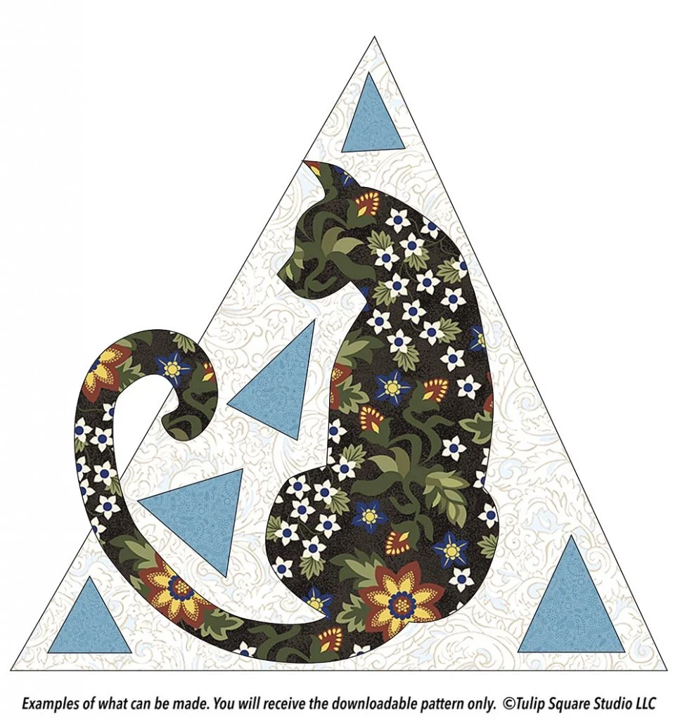 Free Cat Applique Pattern Triangle Silhouette