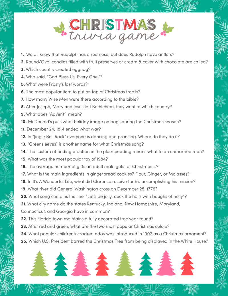 christmas trivia multiple choice printable