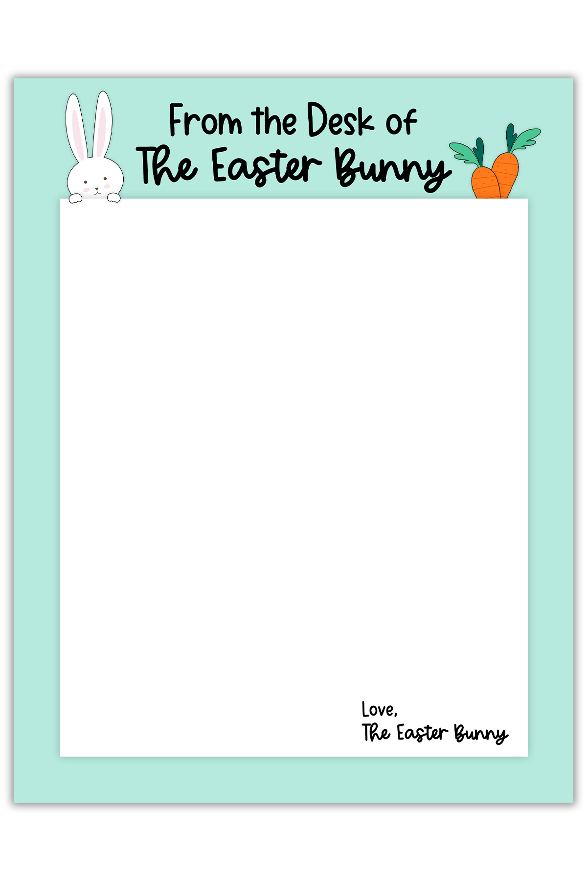 free printable easter bunny letterhead