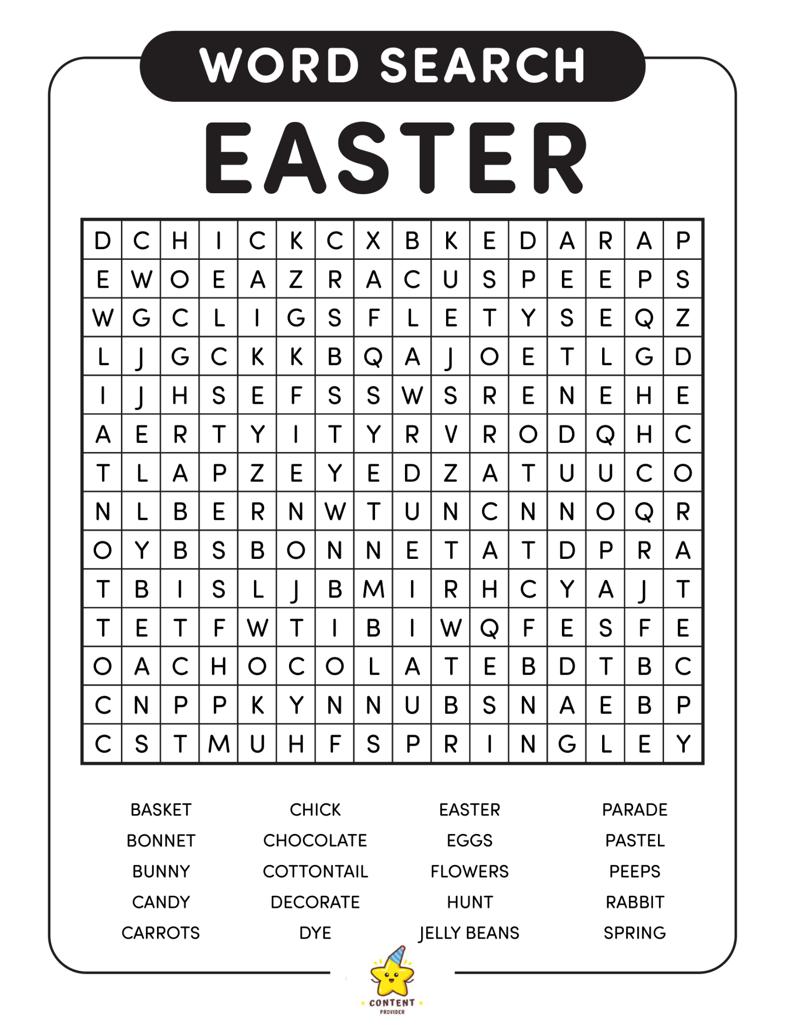 free printable easter word games