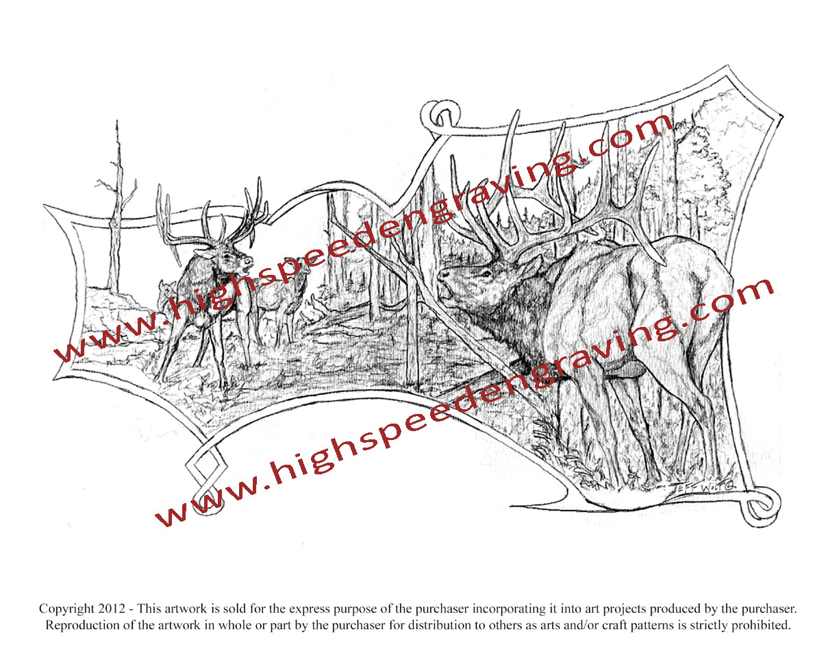 Free Elk Drawing Gunstock Carving