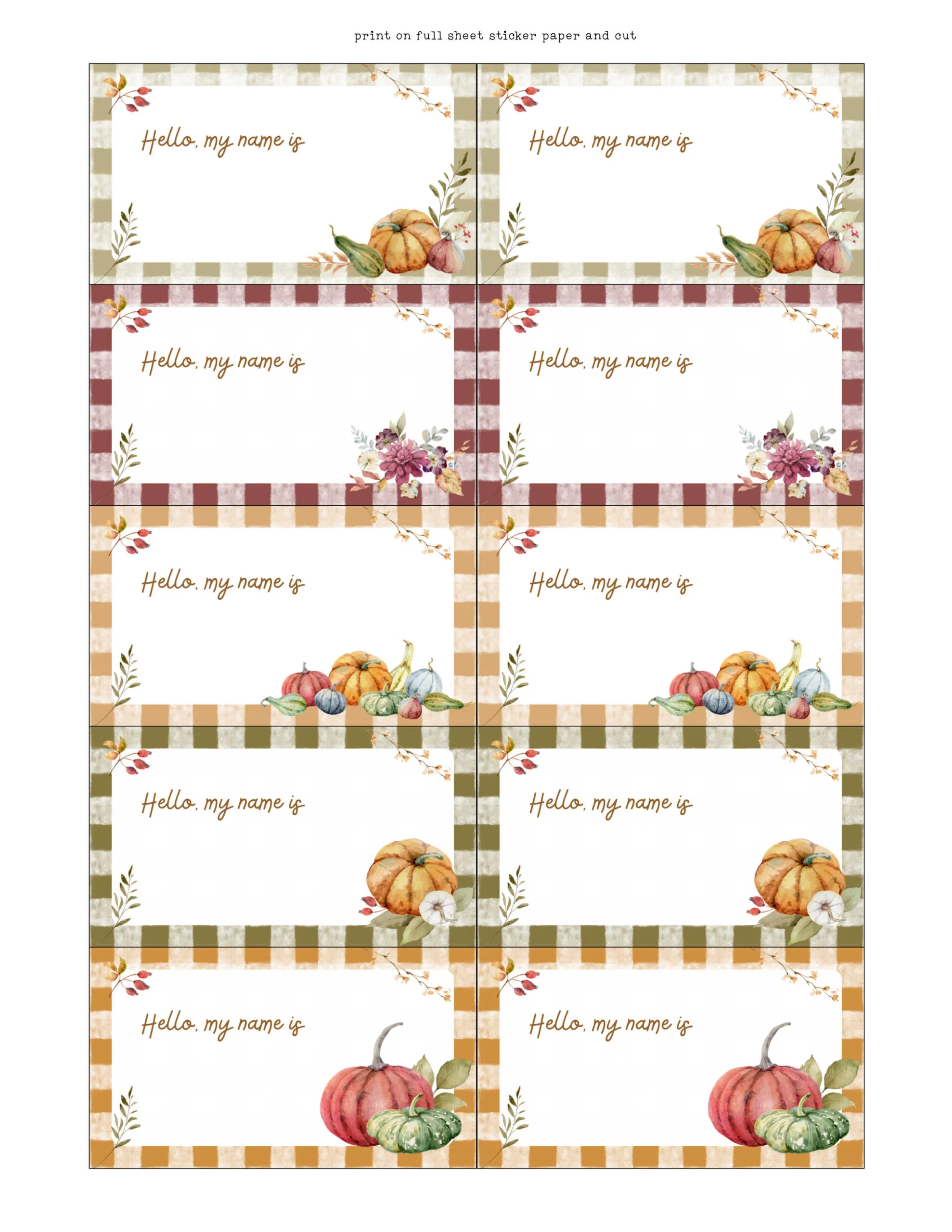 Free Fall Printable Name Tags