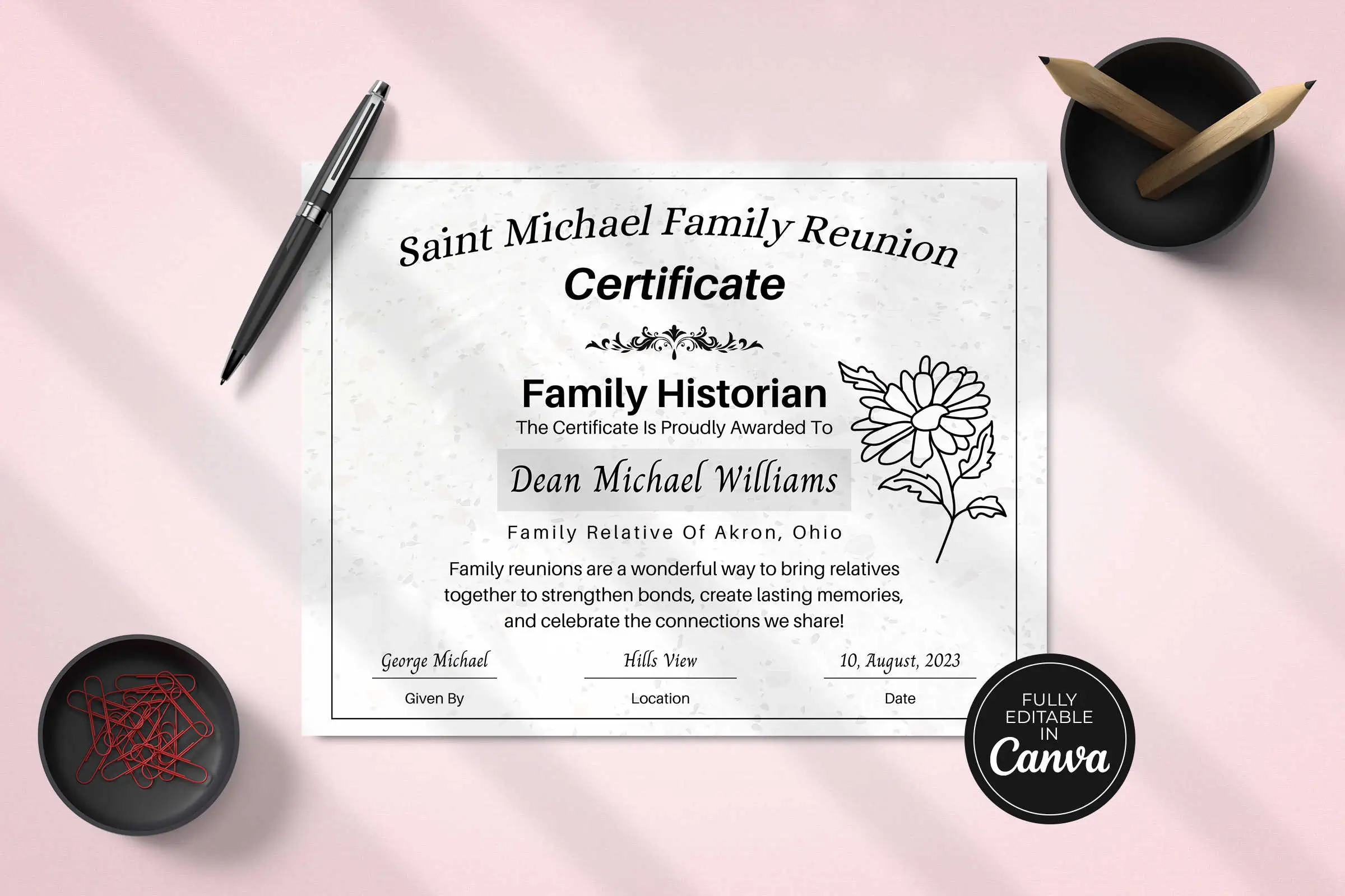 Free Family Reunion Awards Canva Certificate
