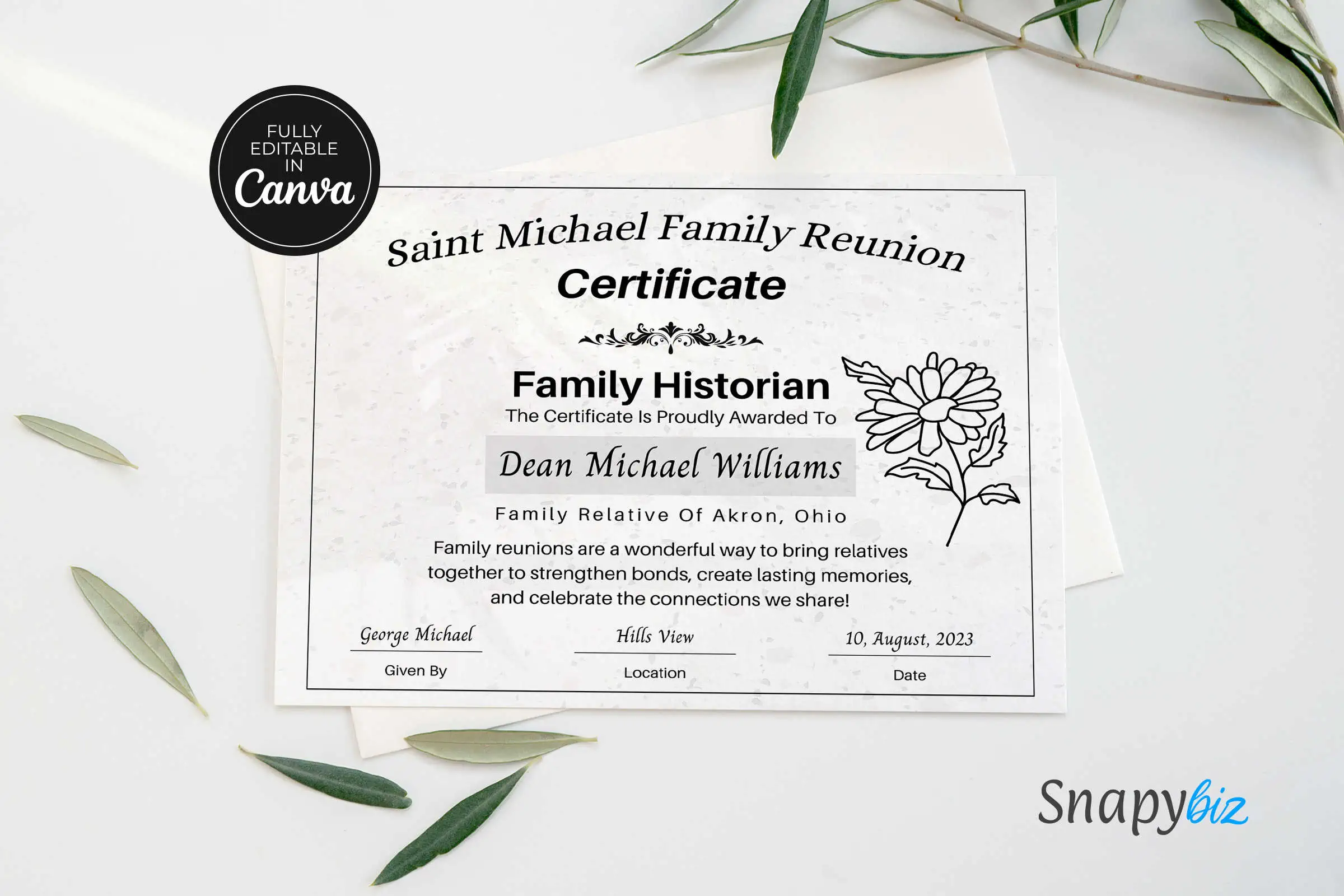 Free Family Reunion Awards Canva Certificate