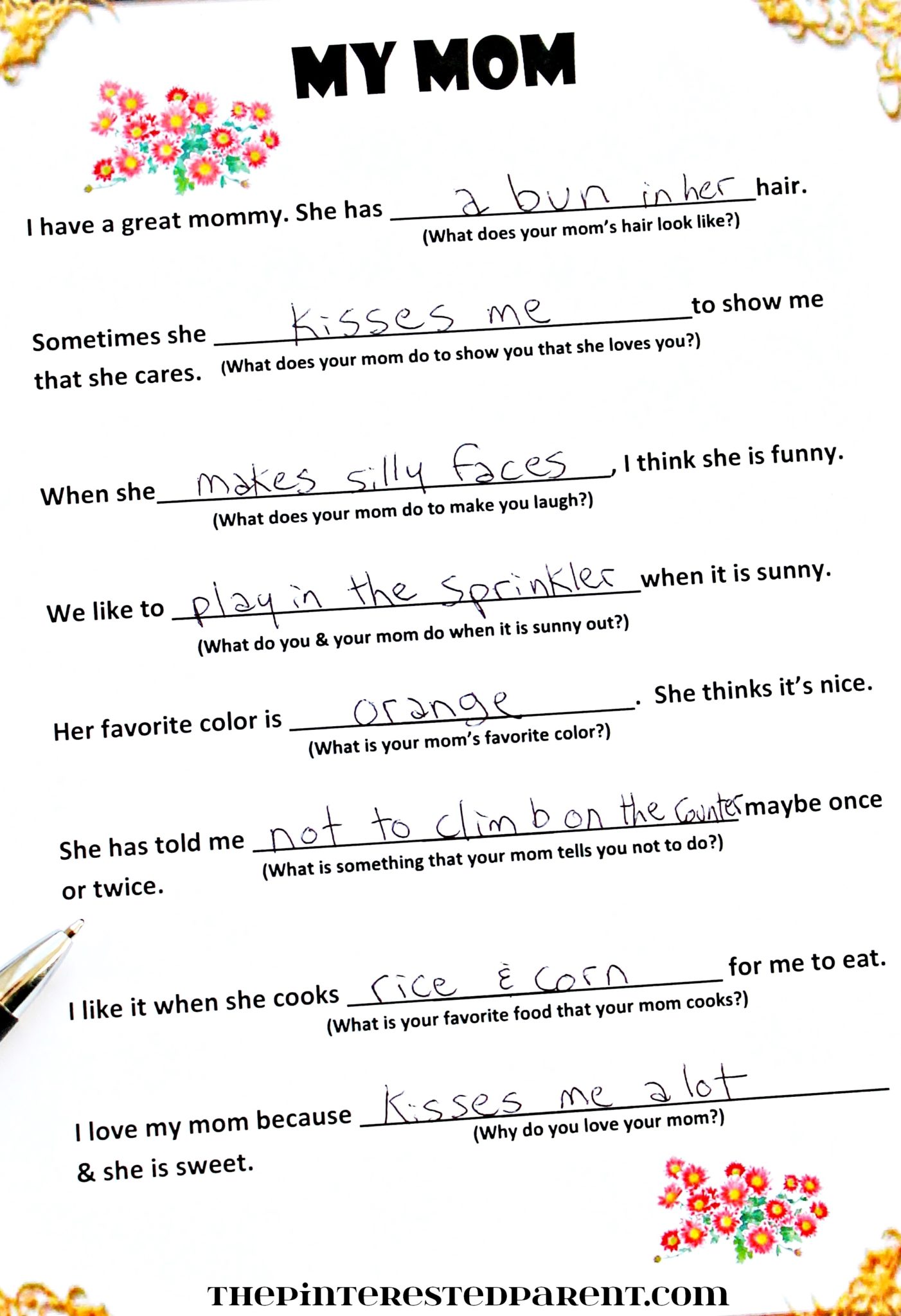 Free Fill In Mothers Day Poem Free Fill In Mothers Day Poem