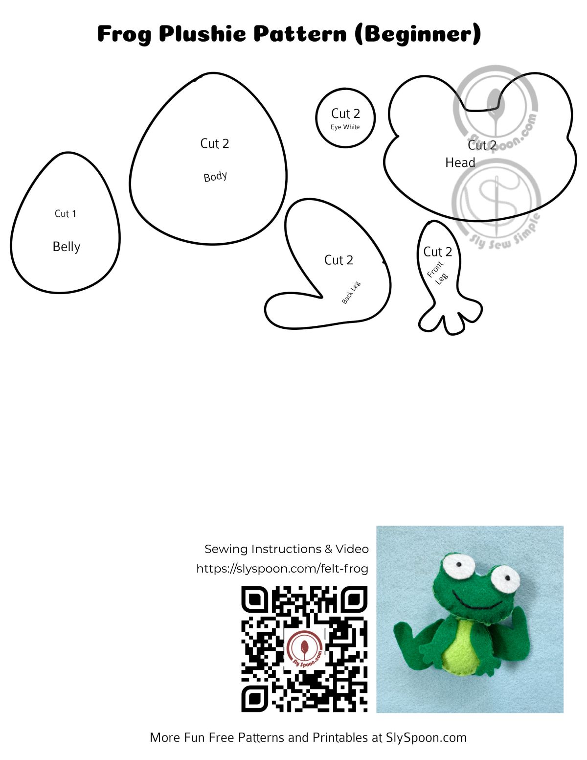 Free Frog Felt Plushie Pattern