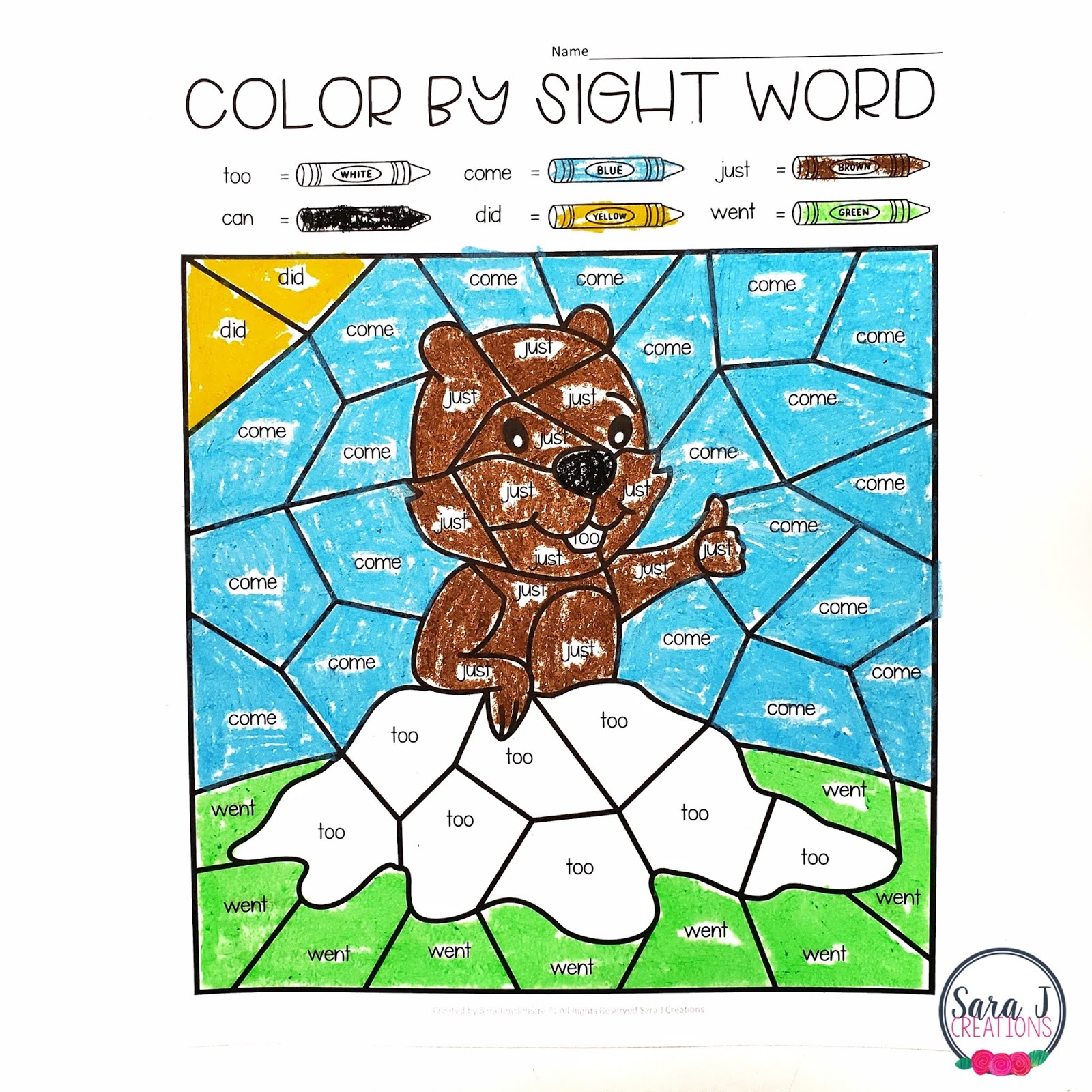 Free Groundhog Day Color By Sight Word