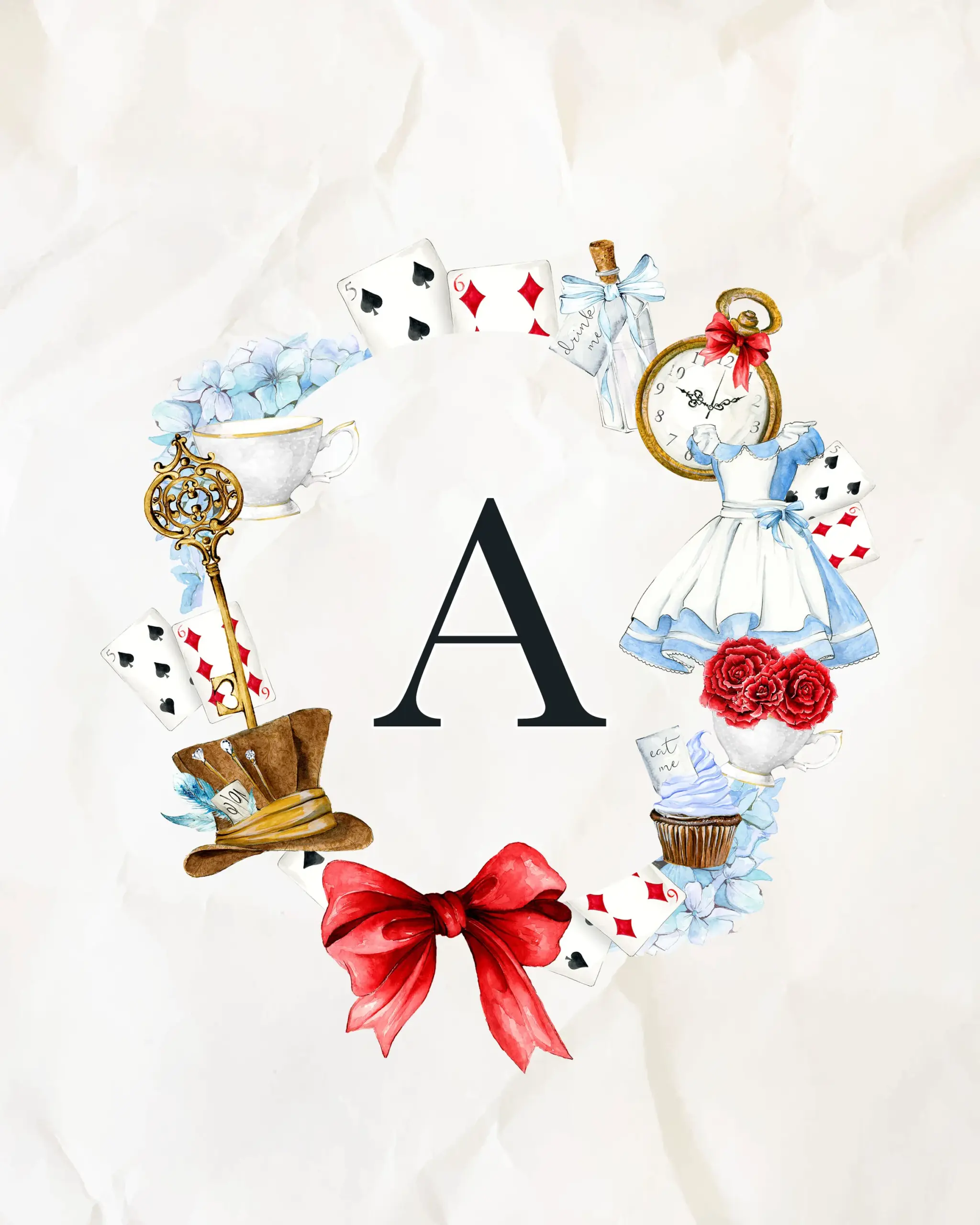 Free Printable Alice Wonderland Monograms