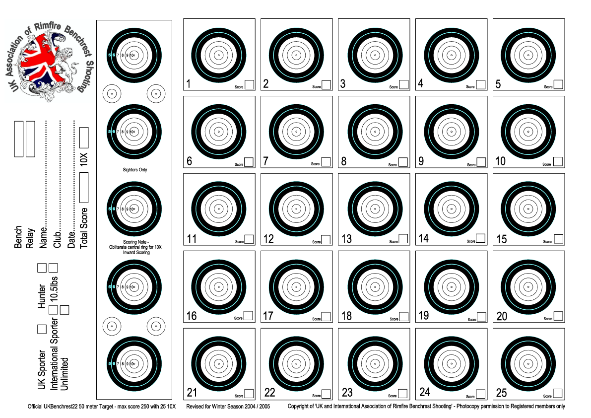 Free Printable Benchrest Targets Pdf