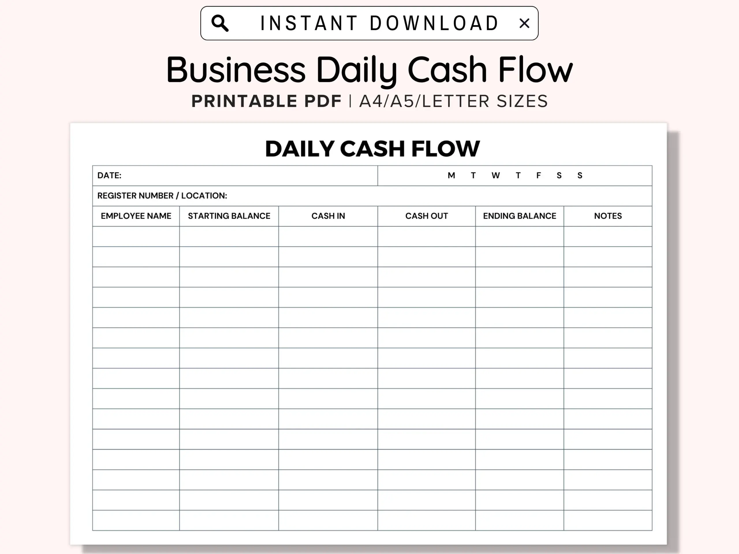 Free Printable Cash Drawer Sheets Free Printable Cash Drawer Sheets