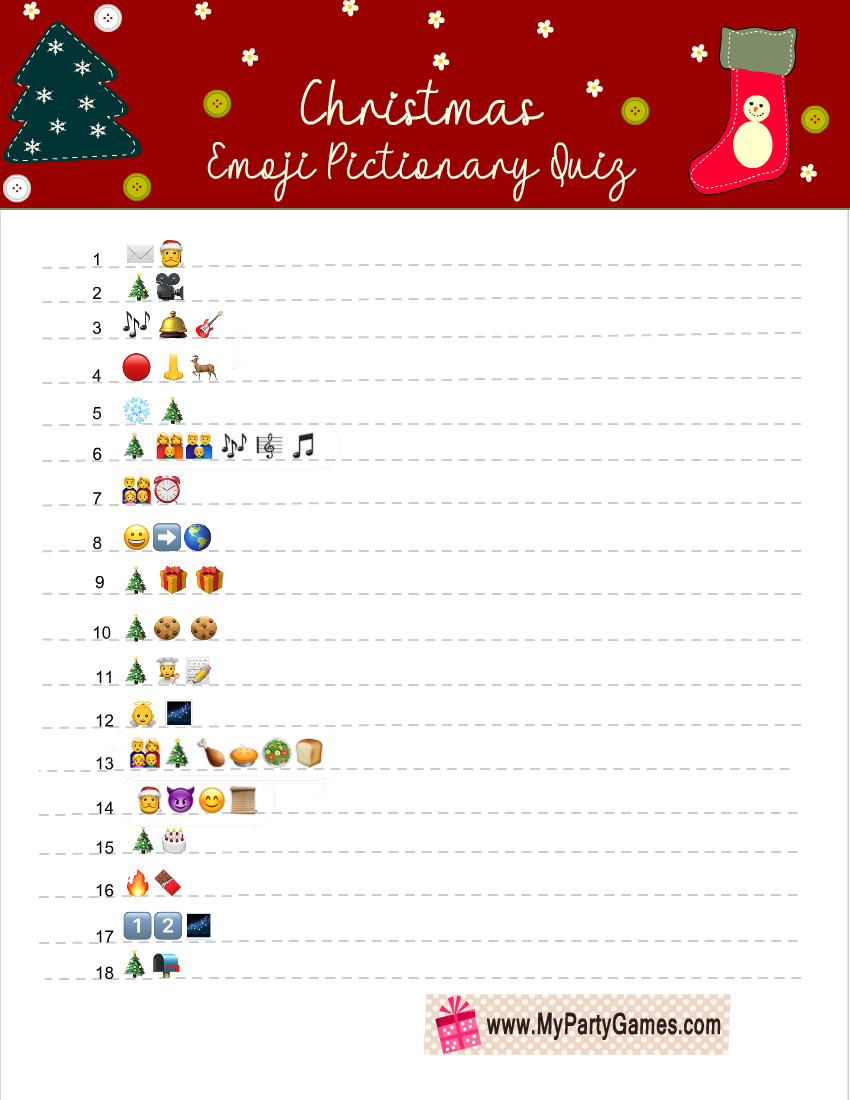 Free Printable Christmas Emoji Pictionary Quiz