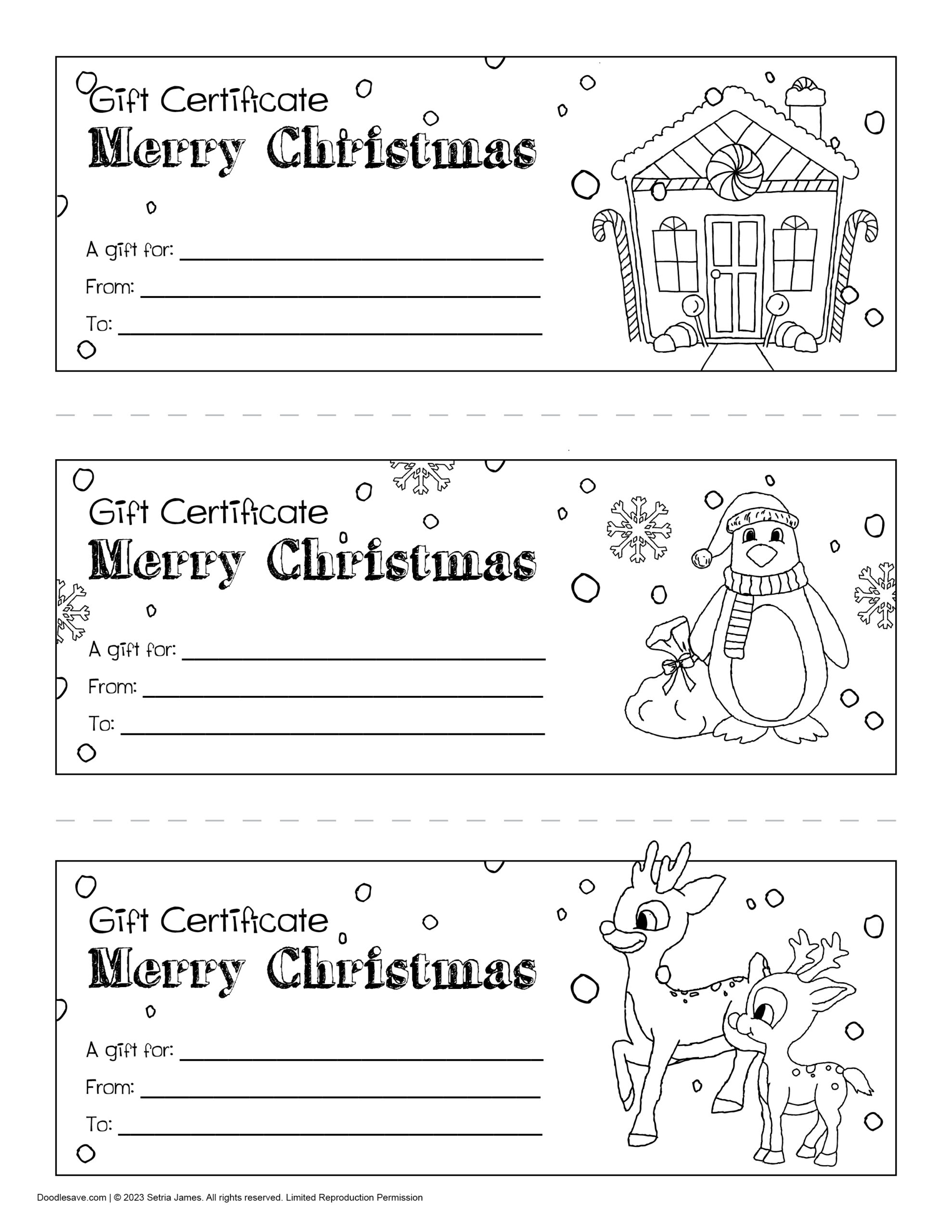 Free Printable Christmas Gift Certificate Colorable Holiday Gift Certificate Template