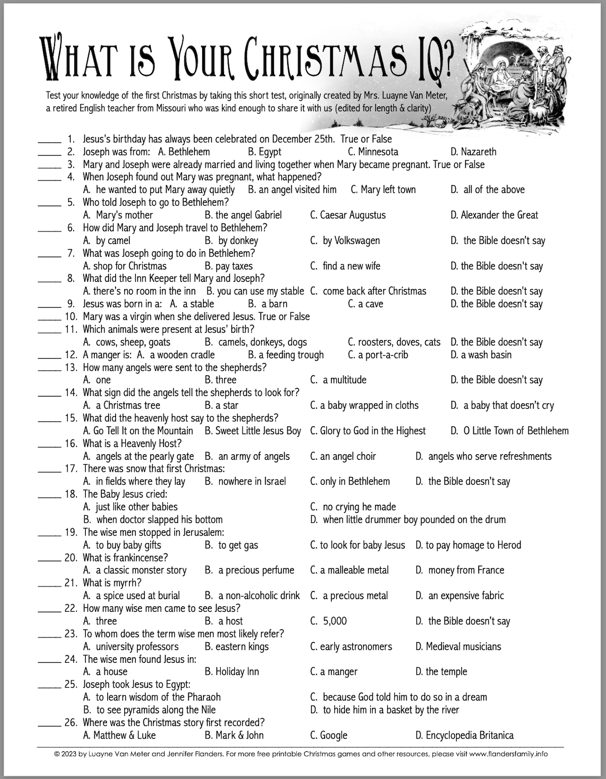 Free Printable Christmas Iq Quiz