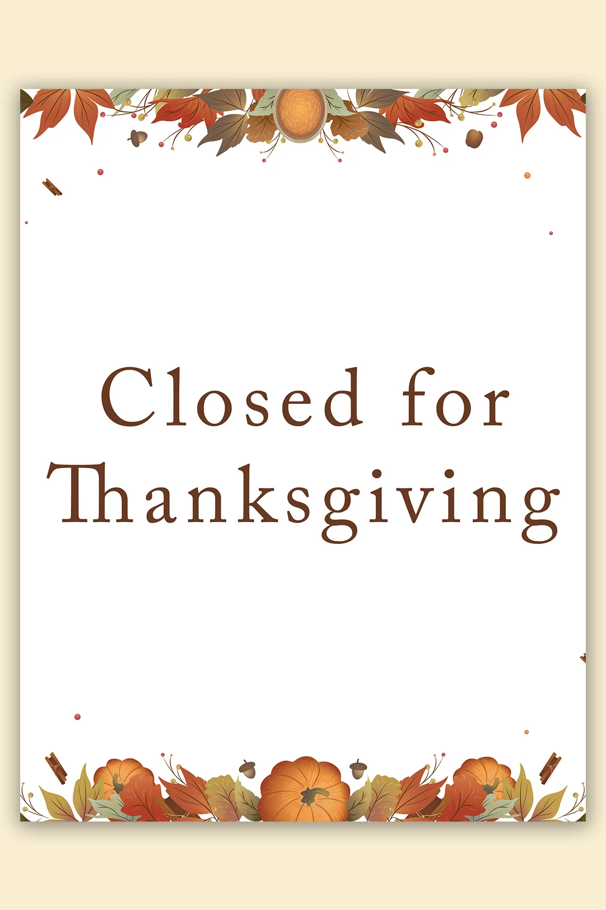 Free Printable Closed For Thanksgiving Sign Example 9