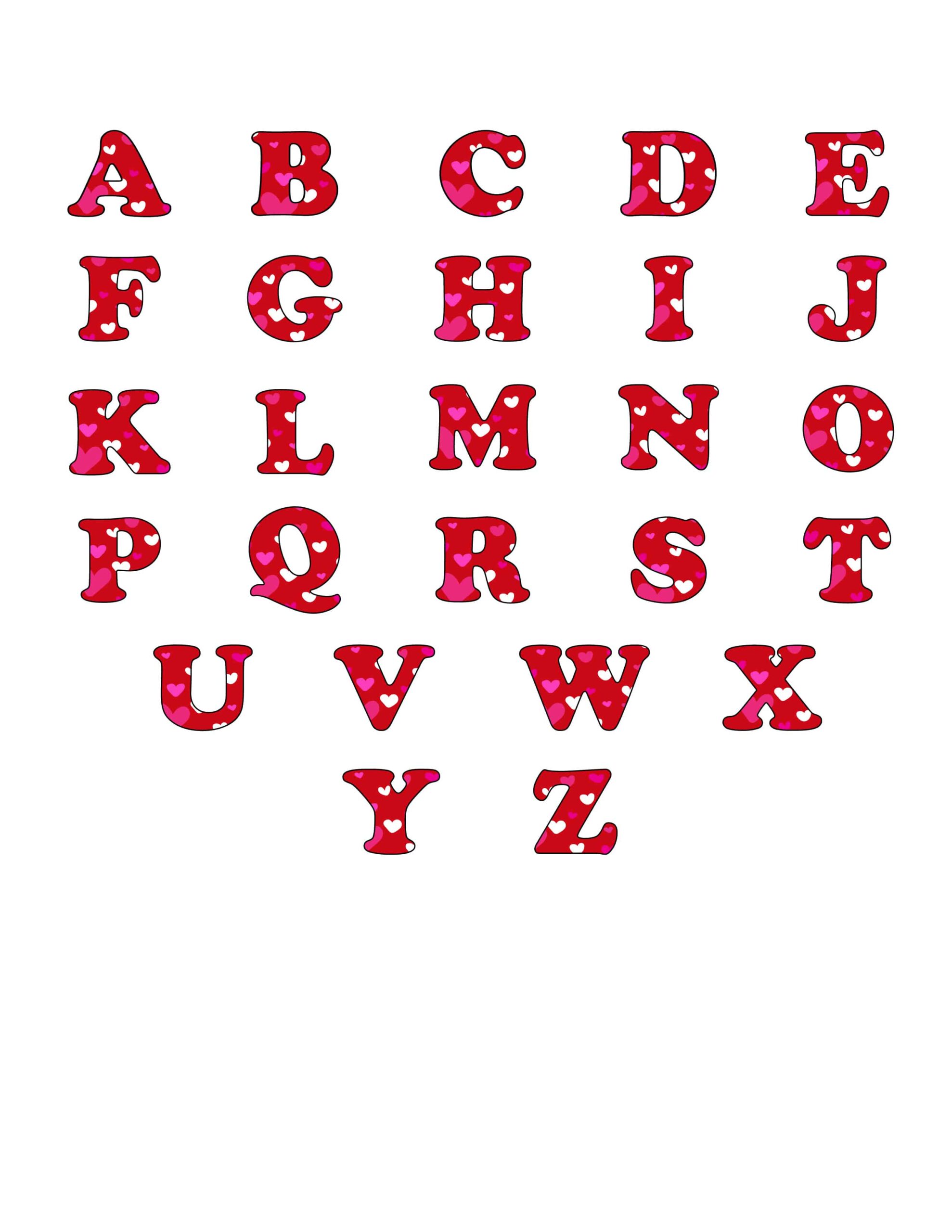 Free Printable Colorful Bubble Letters Valentine Bubble Letters Alphabet