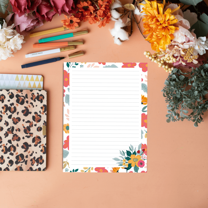 Free Printable Colorful Fall Floral Stationery