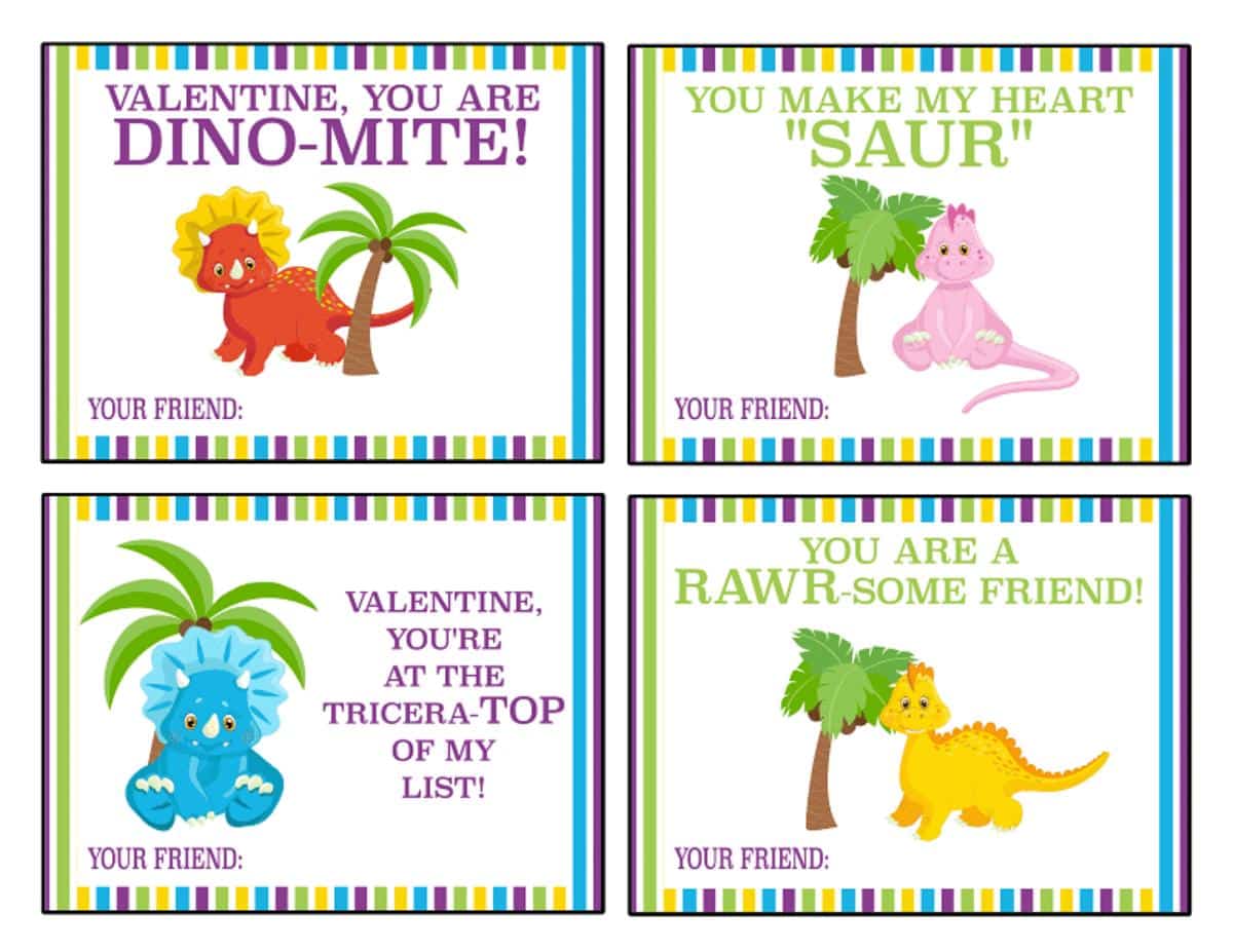 free printable dinosaur valentines cards