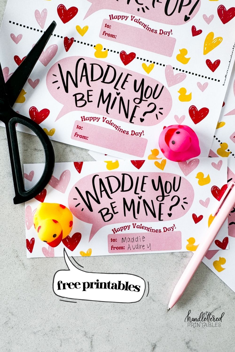 Free Printable Duck Valentines Cards