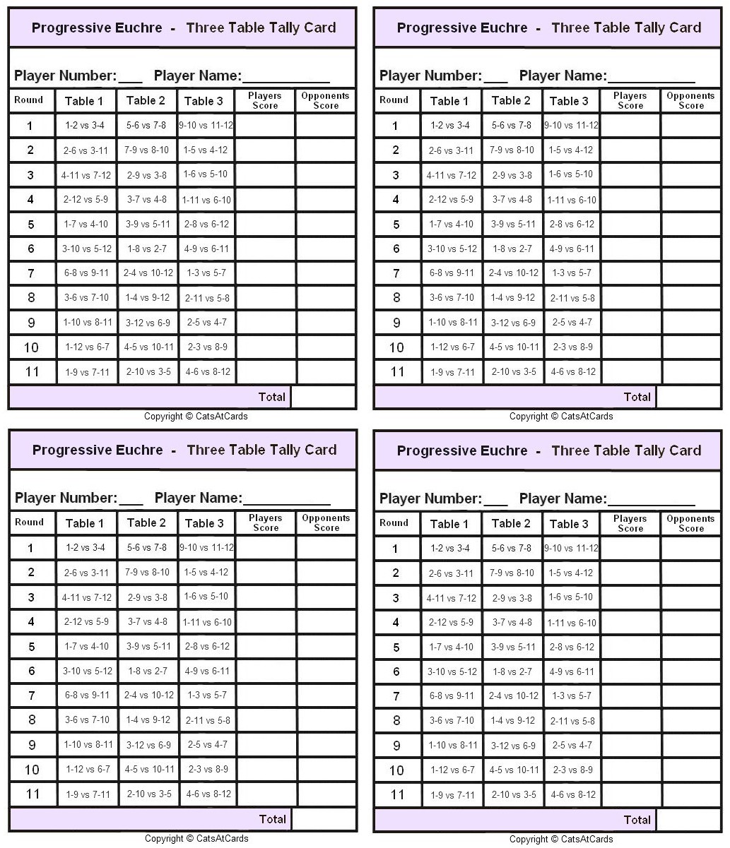 Free Printable Euchre Score Cards Pdf Free Download