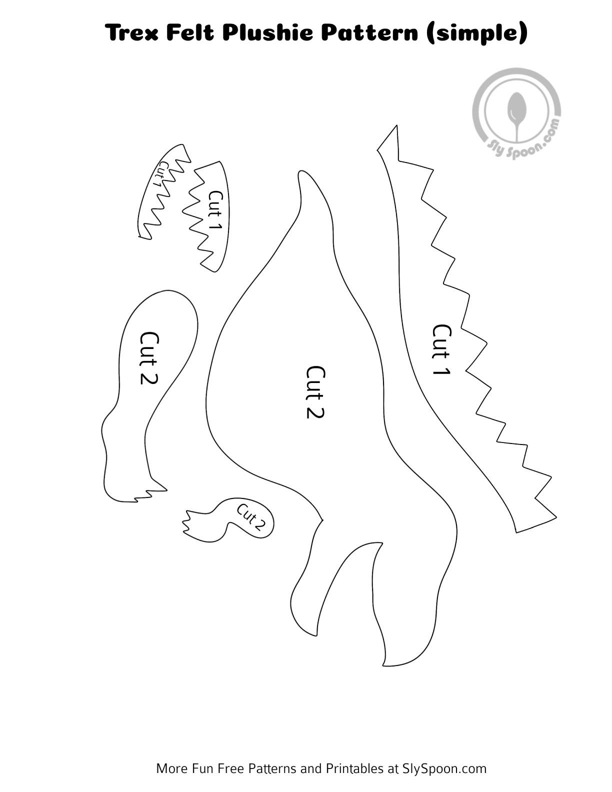 Free Printable Felt Trex Dinosaur Pattern Great For Beginners And Kids