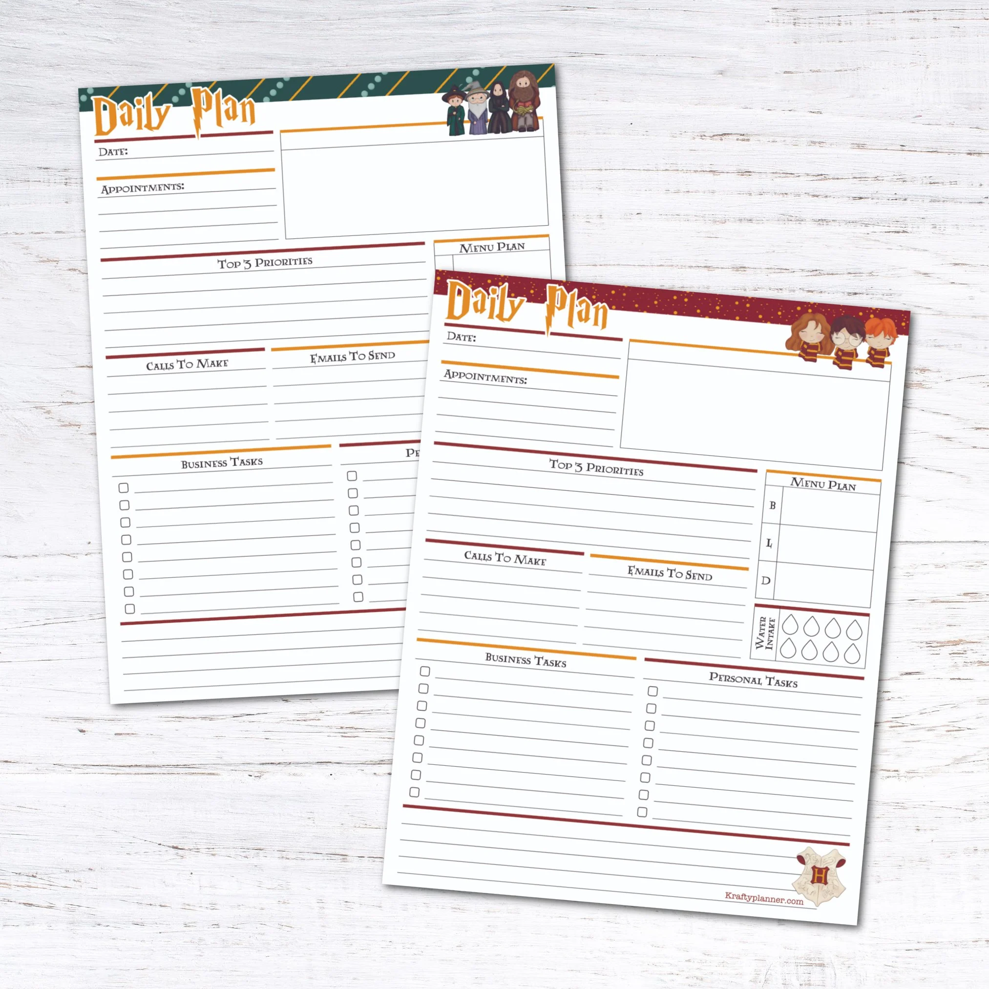 Free Printable Harry Potter Daily Planning Page