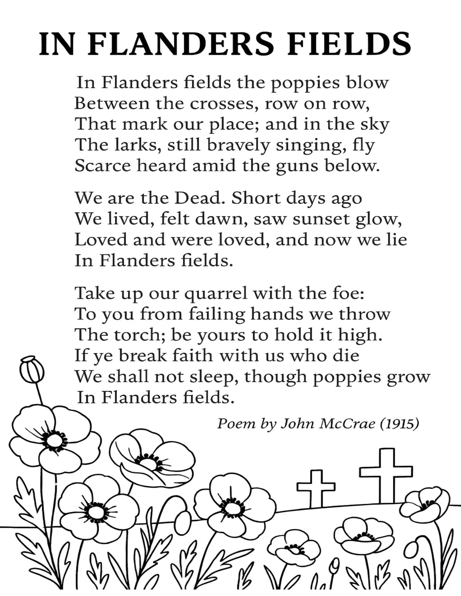 Free Printable In Flanders Fields Poem