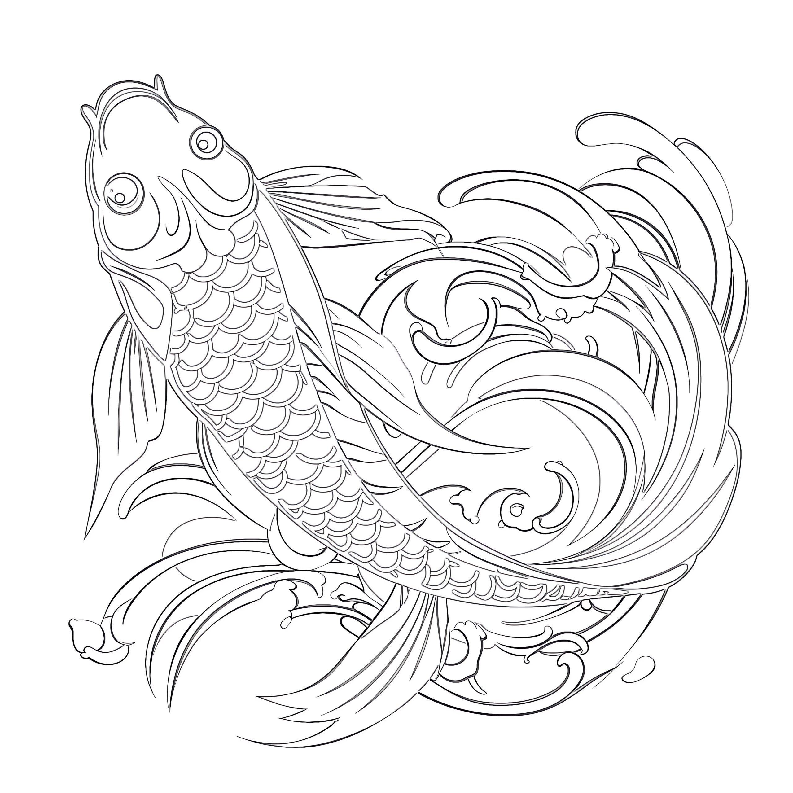 Free Printable Koi Fish Coloring Pages
