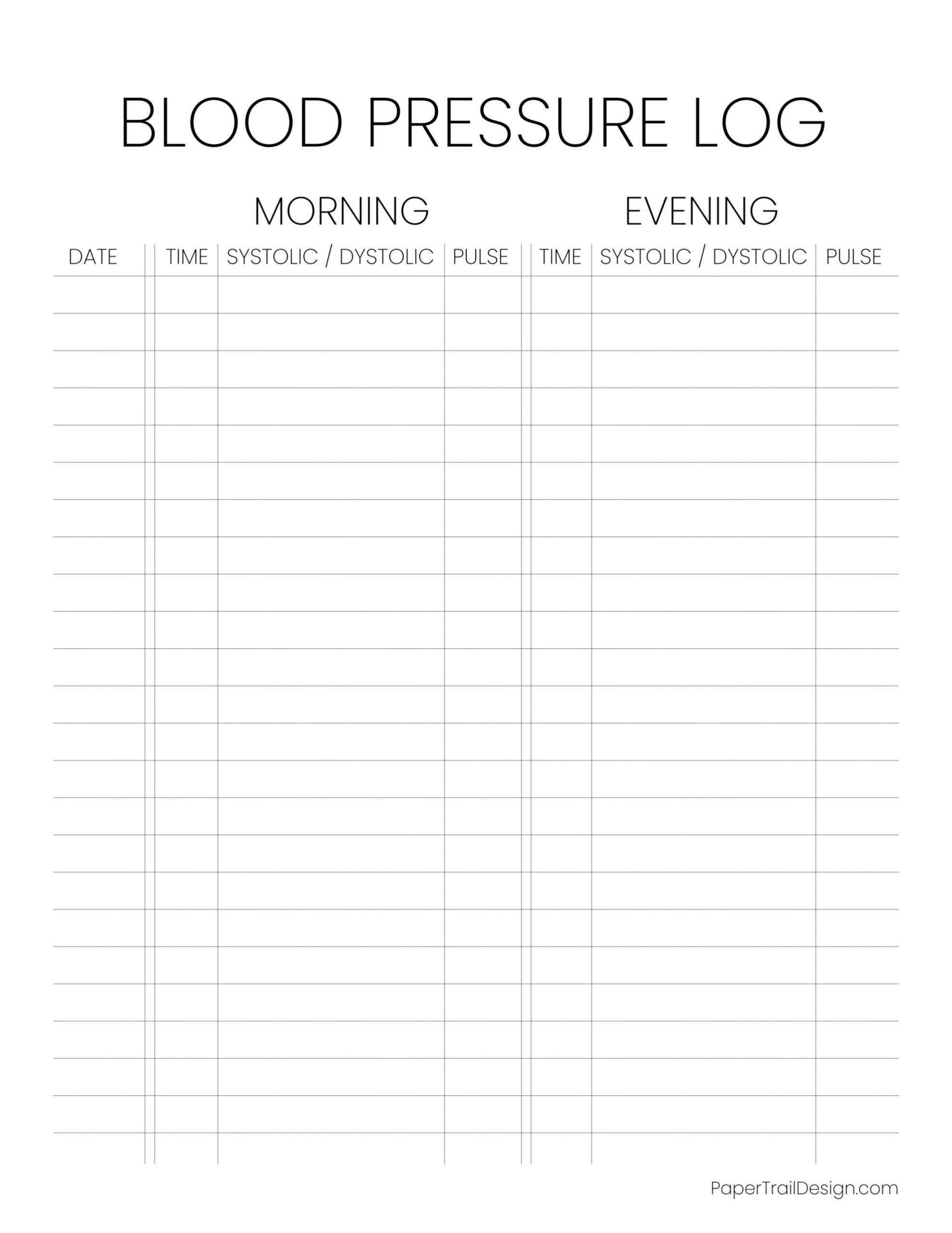 Free Printable Large Print Blood Pressure Log