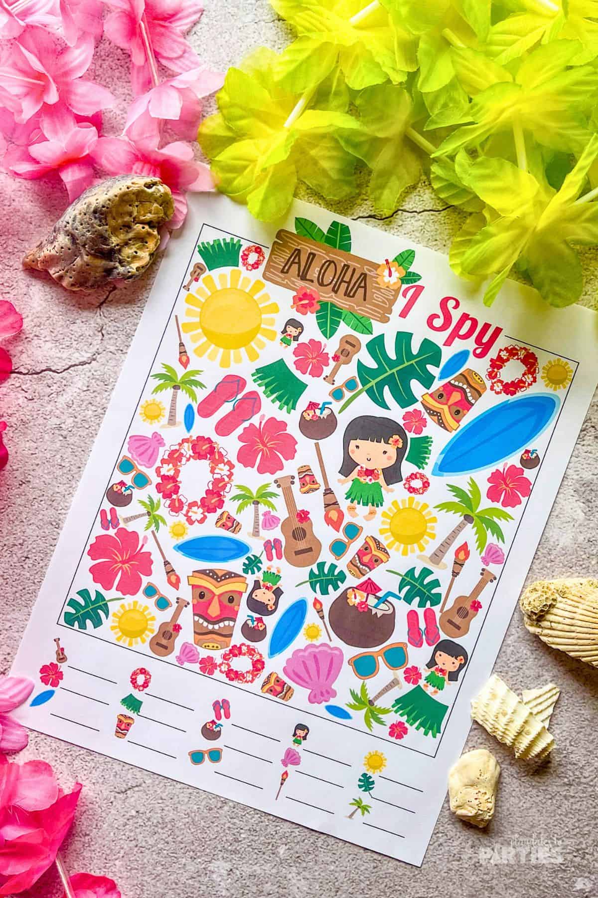 Free Printable Luau I Spy