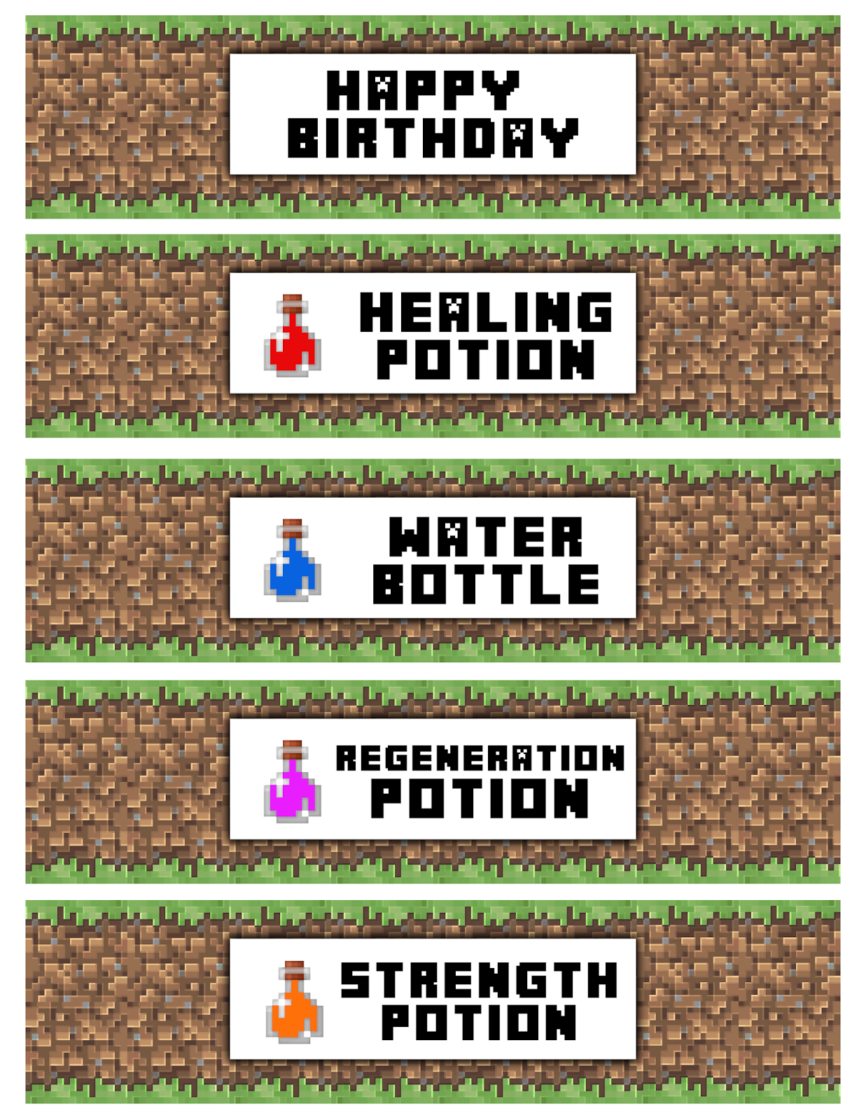 Free Printable Minecraft Bottle Labels 3799980929247123
