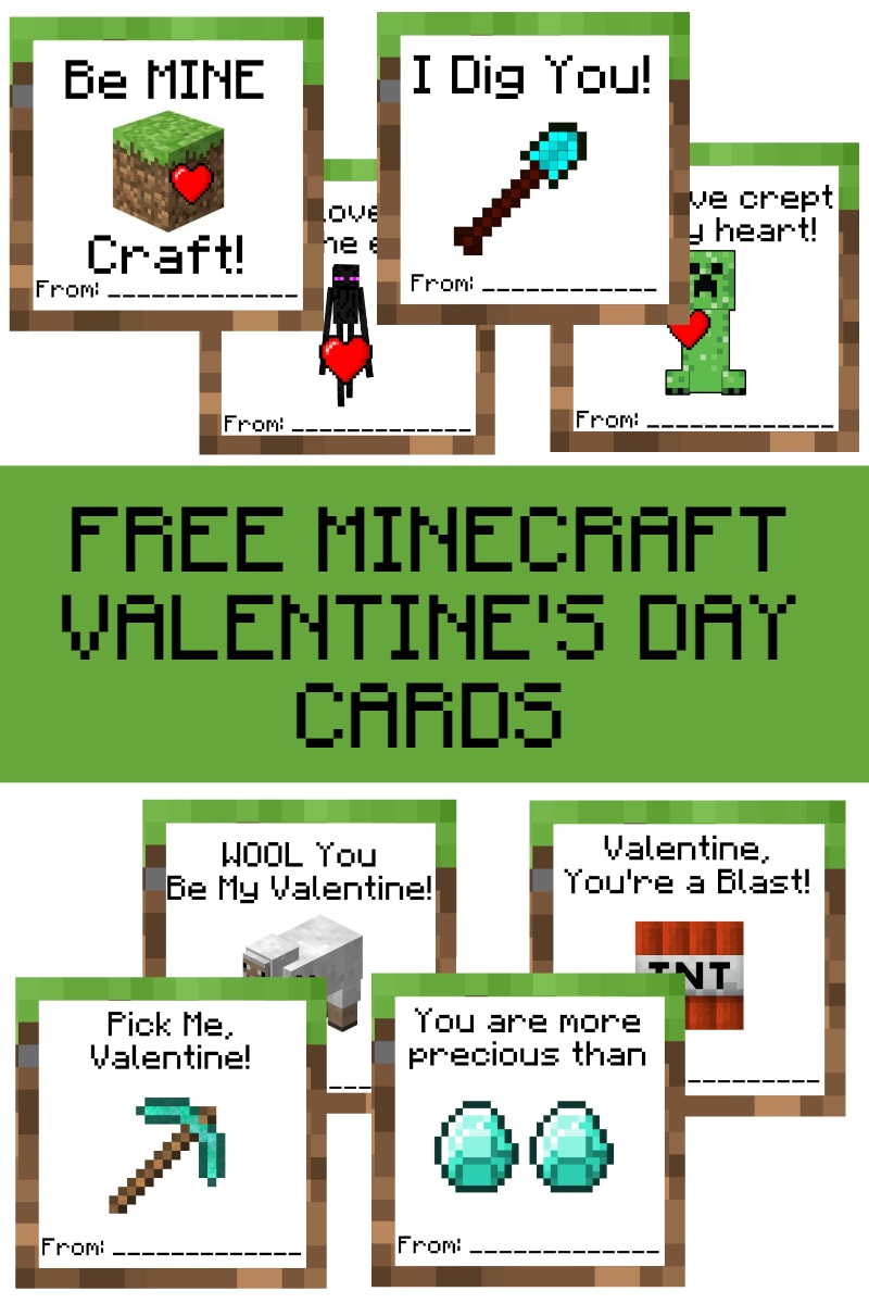 Free Printable Minecraft Valentines Day Cards