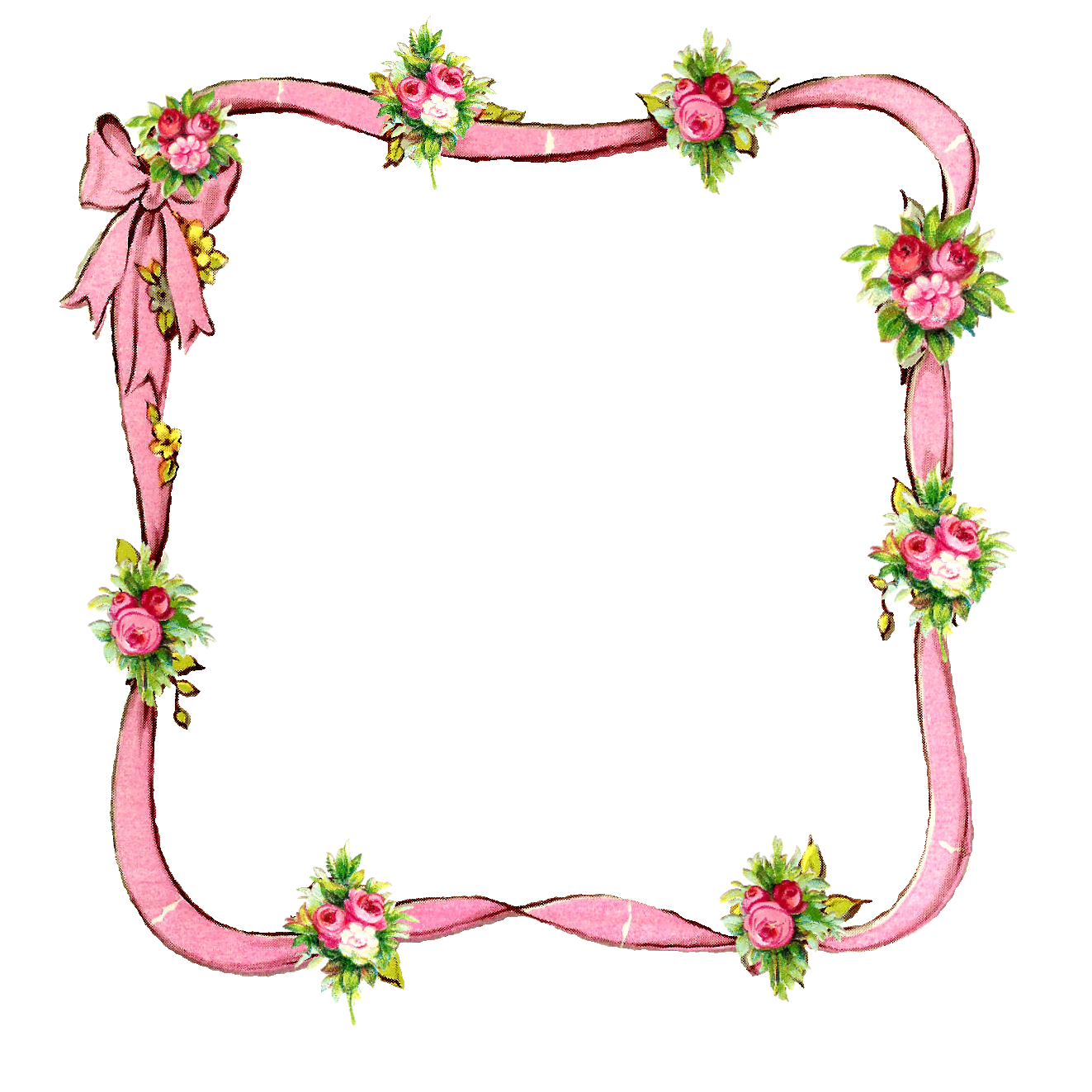 Free Printable Rose Ribbon Digital Border