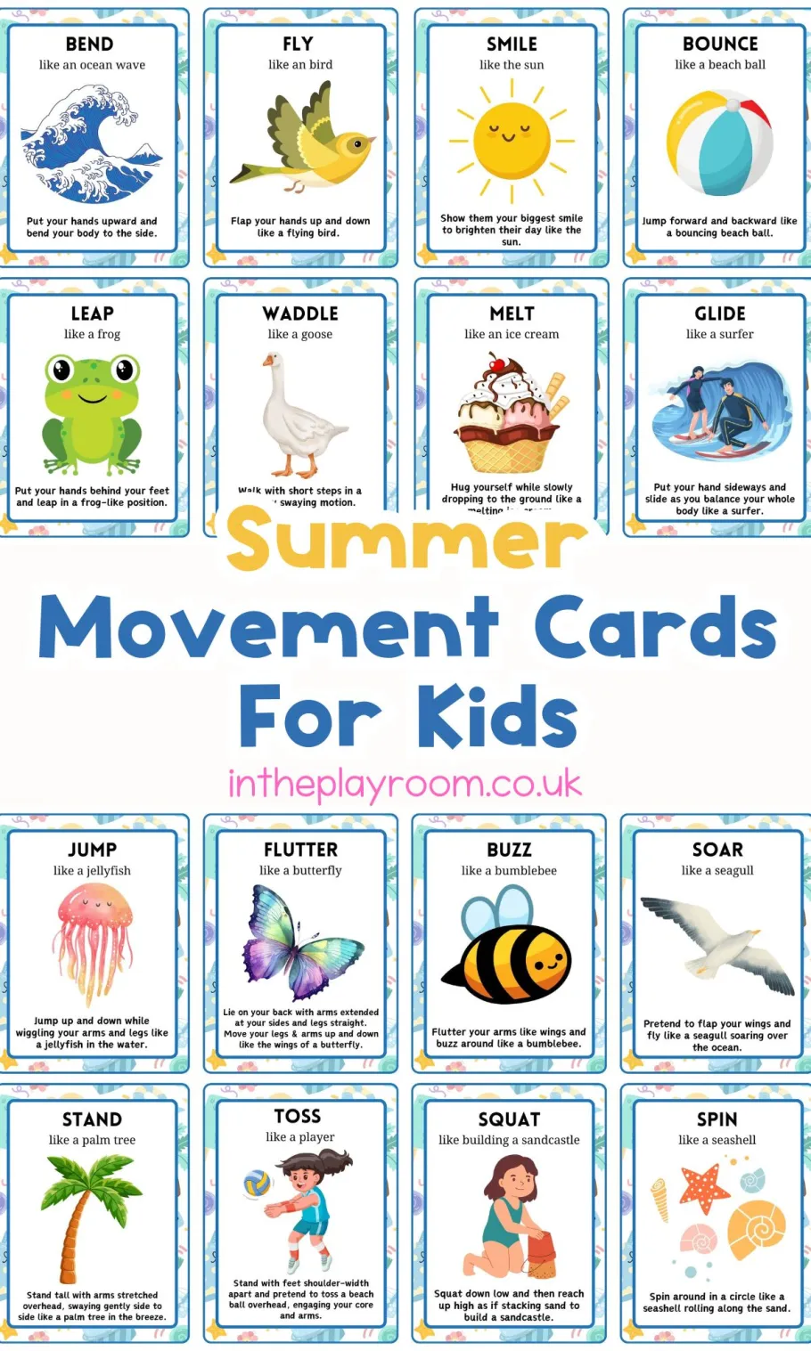 Free Printable Summer Movement Cards For Kids