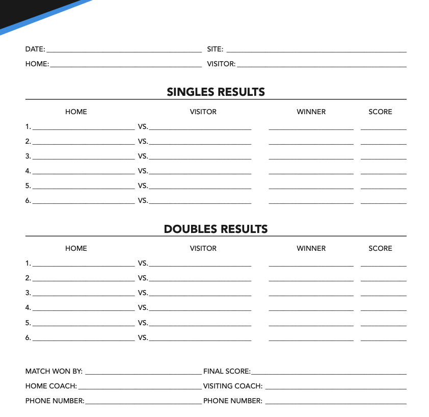 Free Printable Tennis Score Sheets