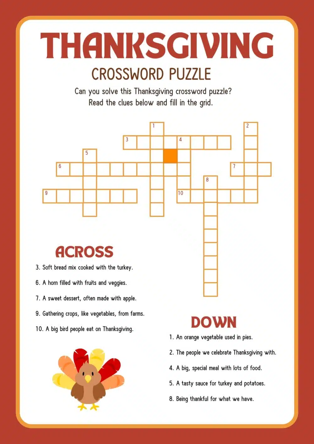 thanksgiving crossword puzzle free printable thanksgiving crossword puzzle free printable