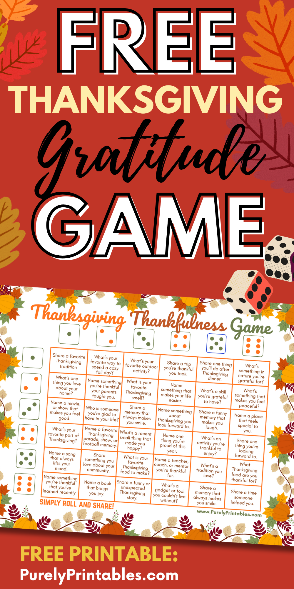 Free Printable Thanksgiving Gratitude Game