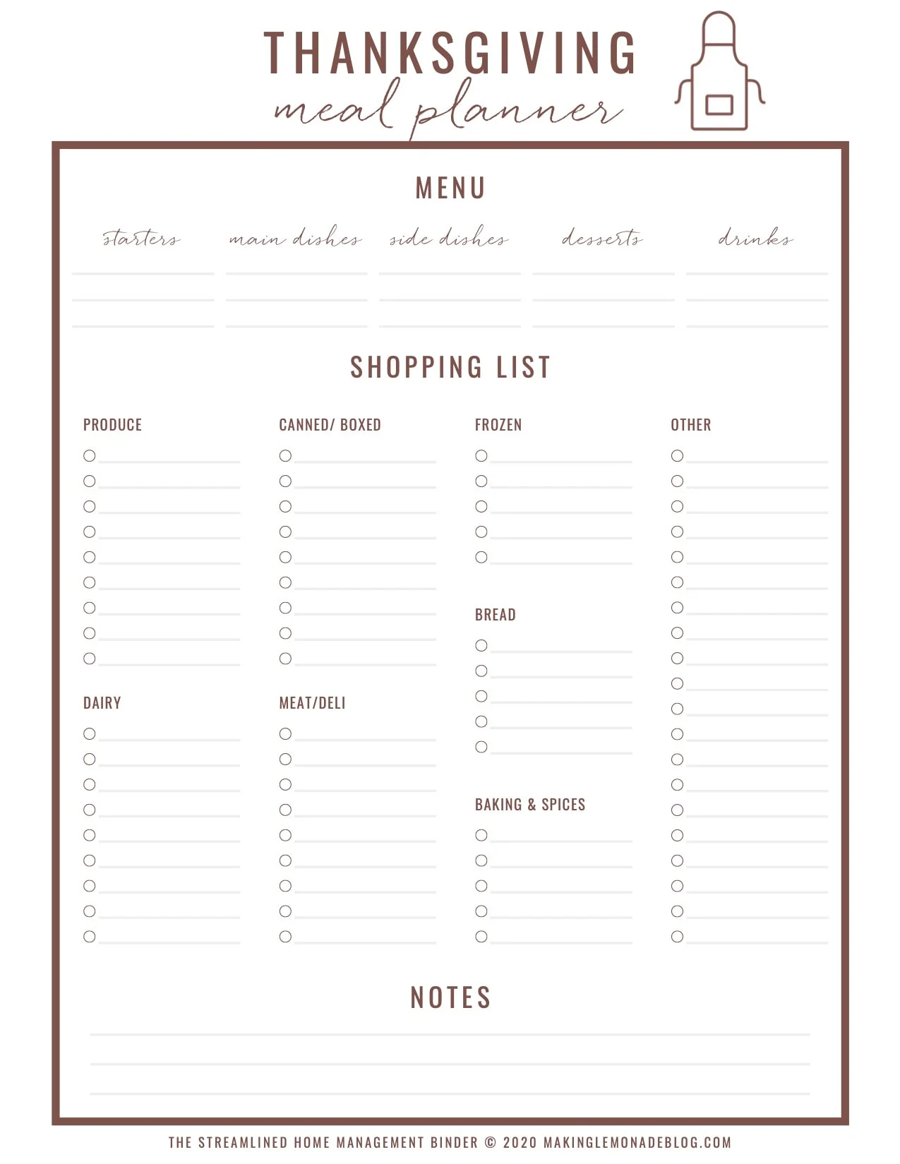 printable thanksgiving dinner menu