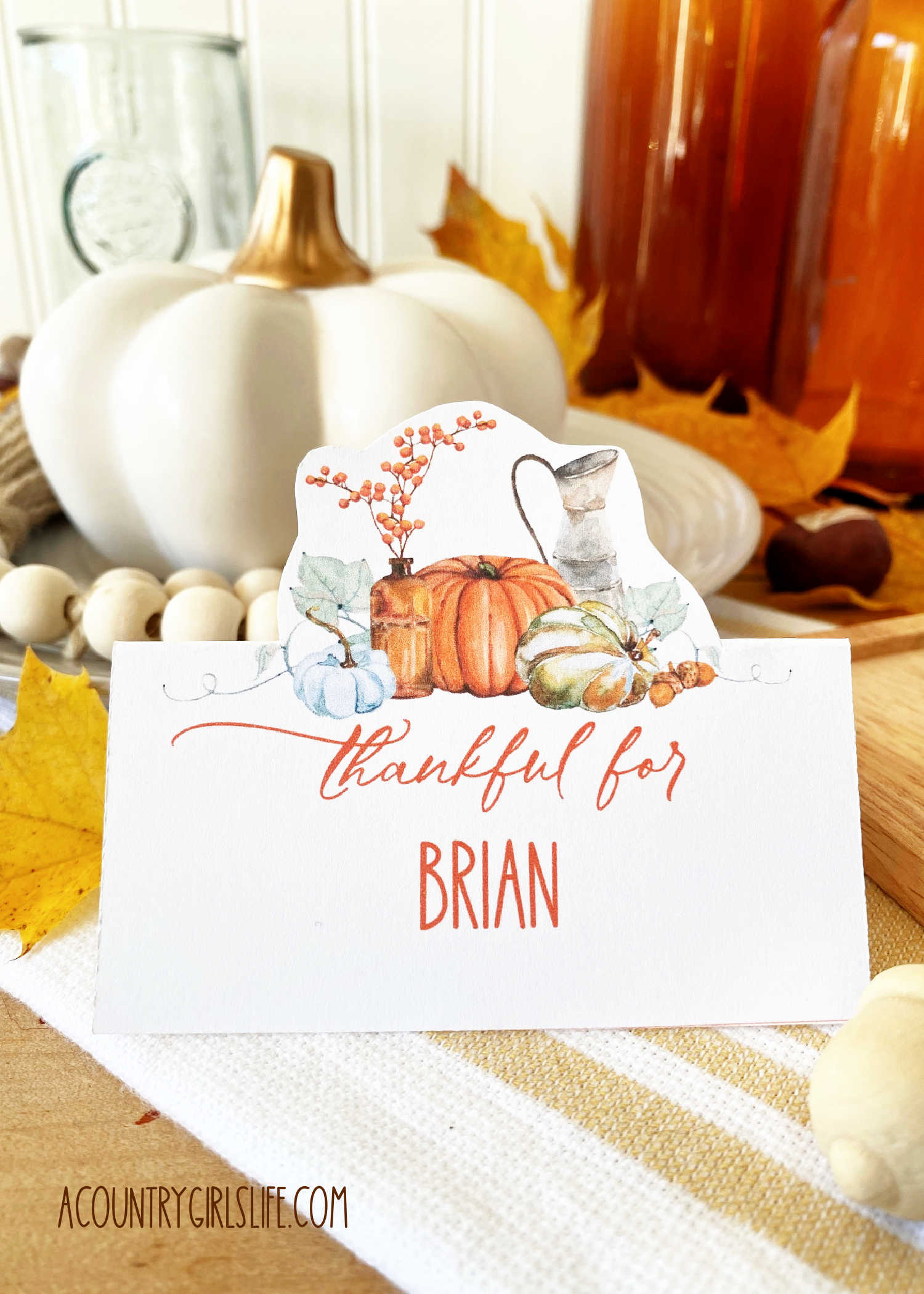 Free Printable Thanksgiving Place Cards For Thanksgiving Dinner 3d