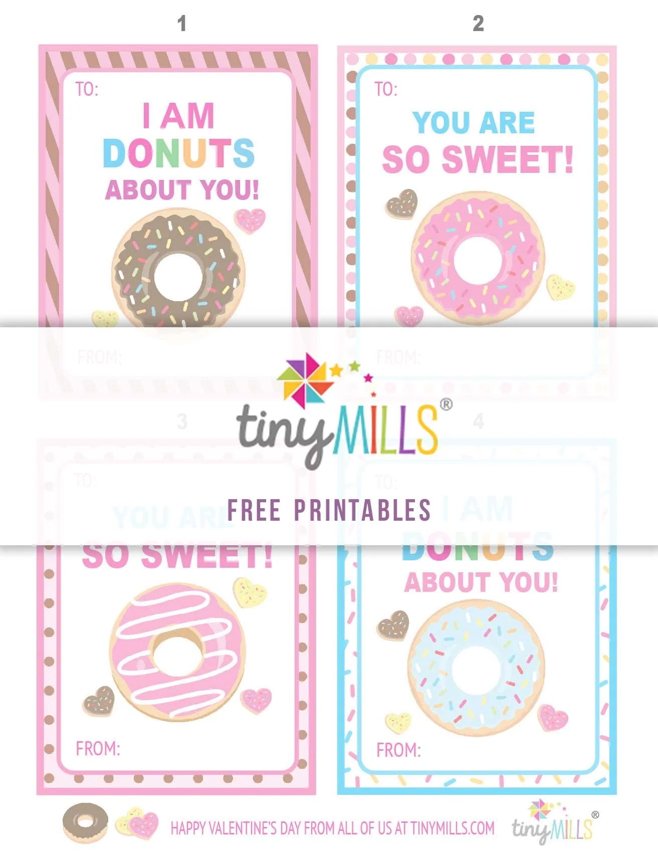 Free Printable Valentines Day Cards Sweet Donuts