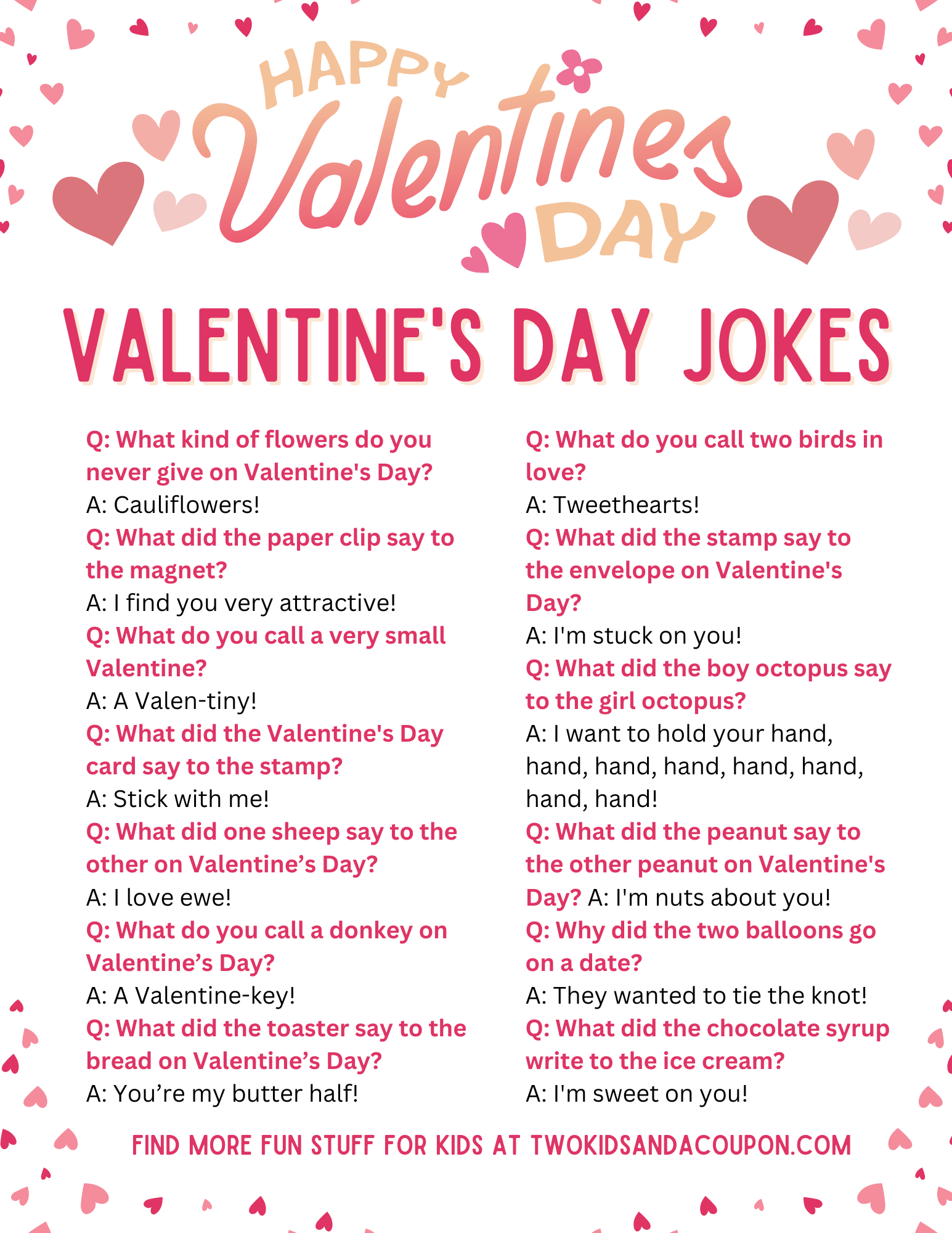 printable valentine jokes