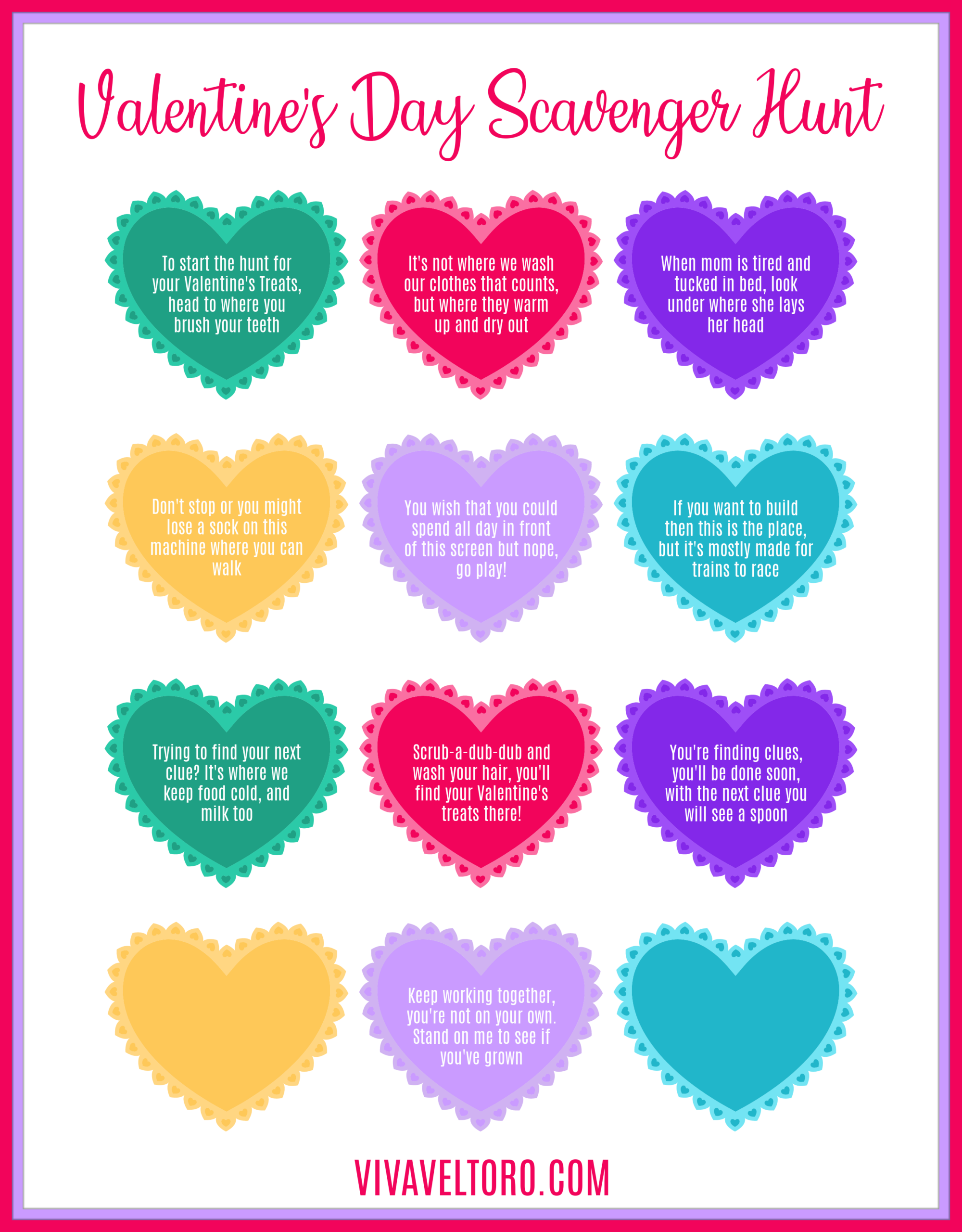 Free Printable Valentines Day Scavenger Hunt For Kids