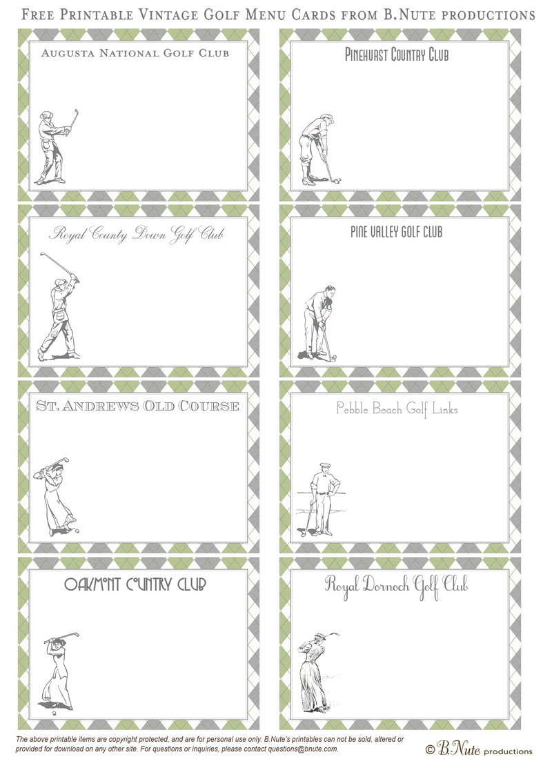 Free Printable Vintage Golf Cards