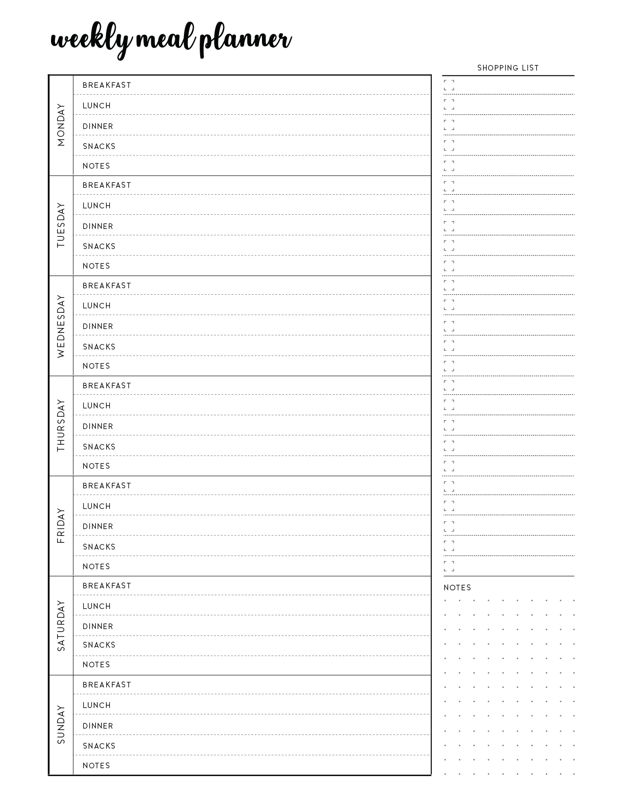 free printable menu templates