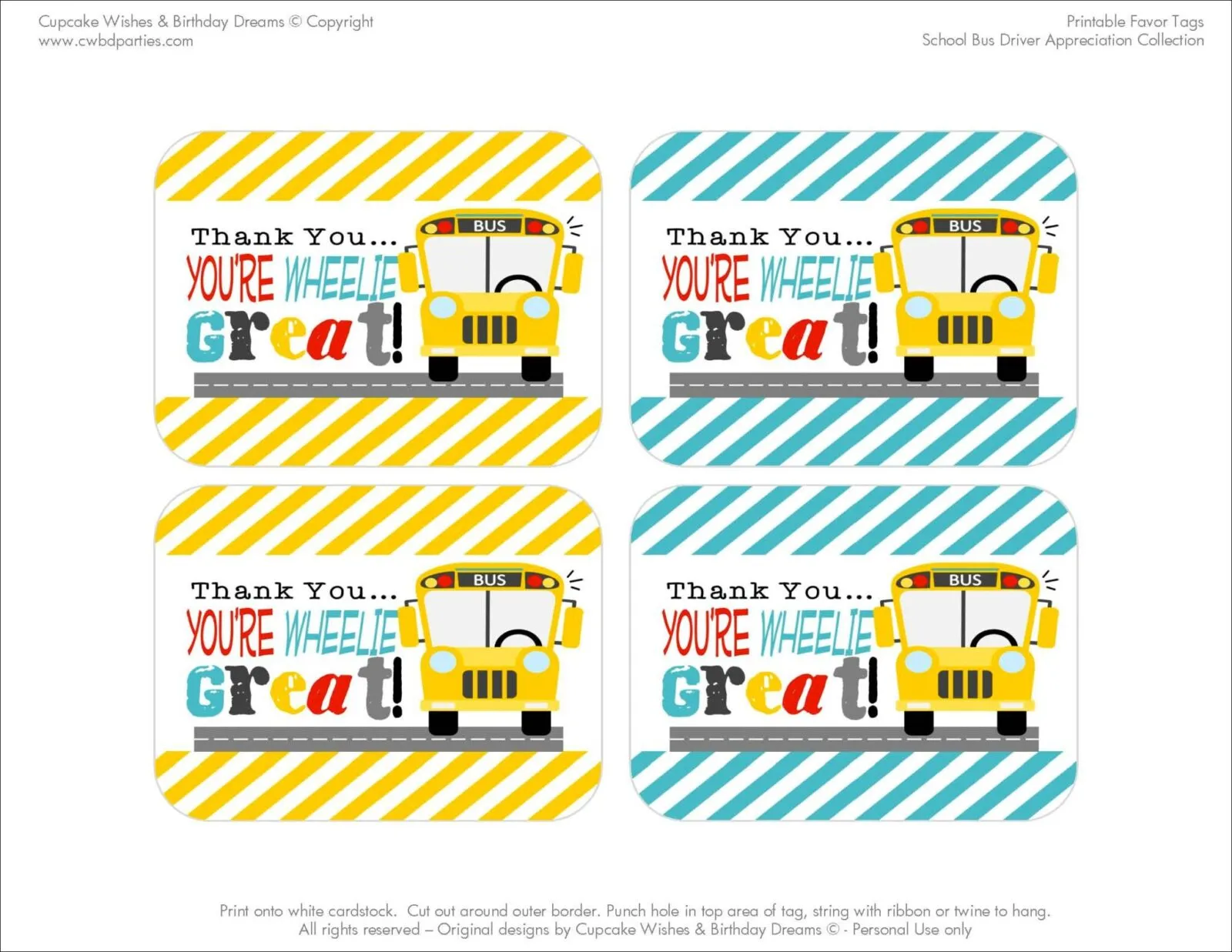Free Printables School Bus Driver Appreciation