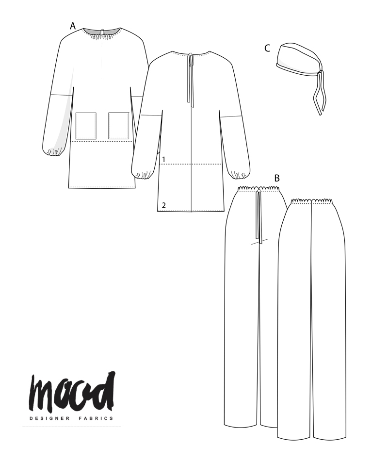 Free Scrubs Surgical Gown Scrub Cap Sewing Pattern